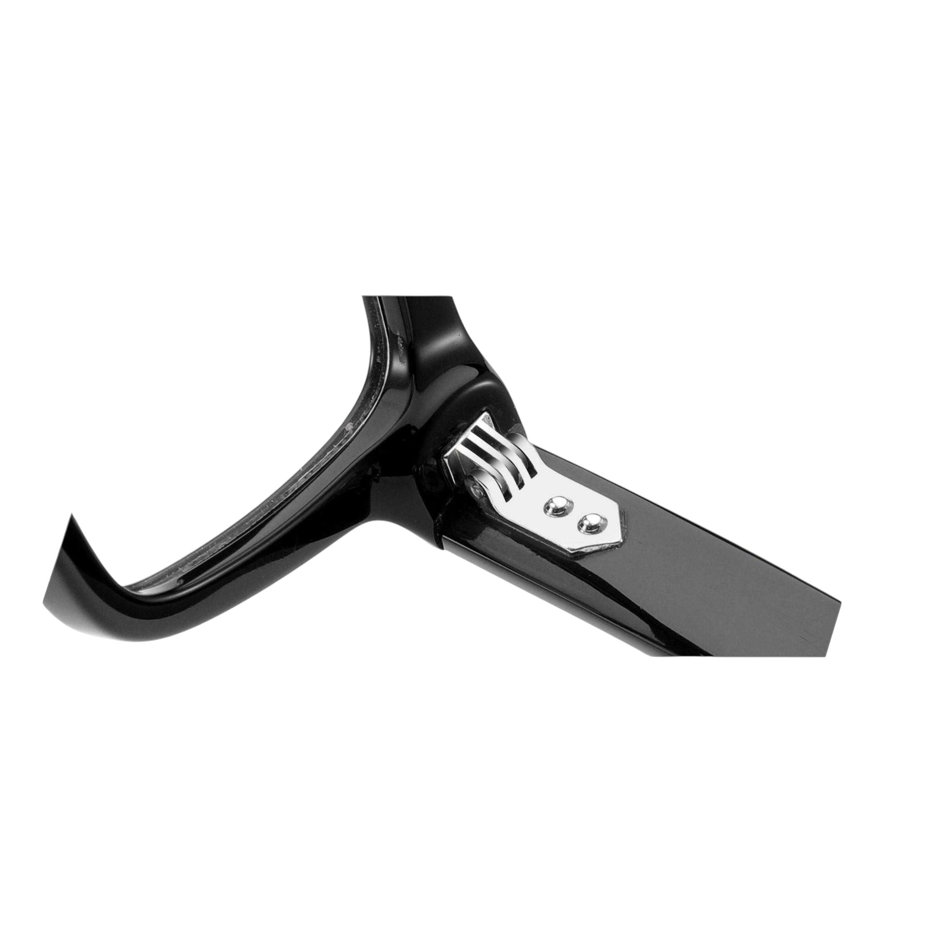 Premium metal hinge detail of ARTISAN Regent handcrafted oversized acetate glasses for durability and seamless movement.