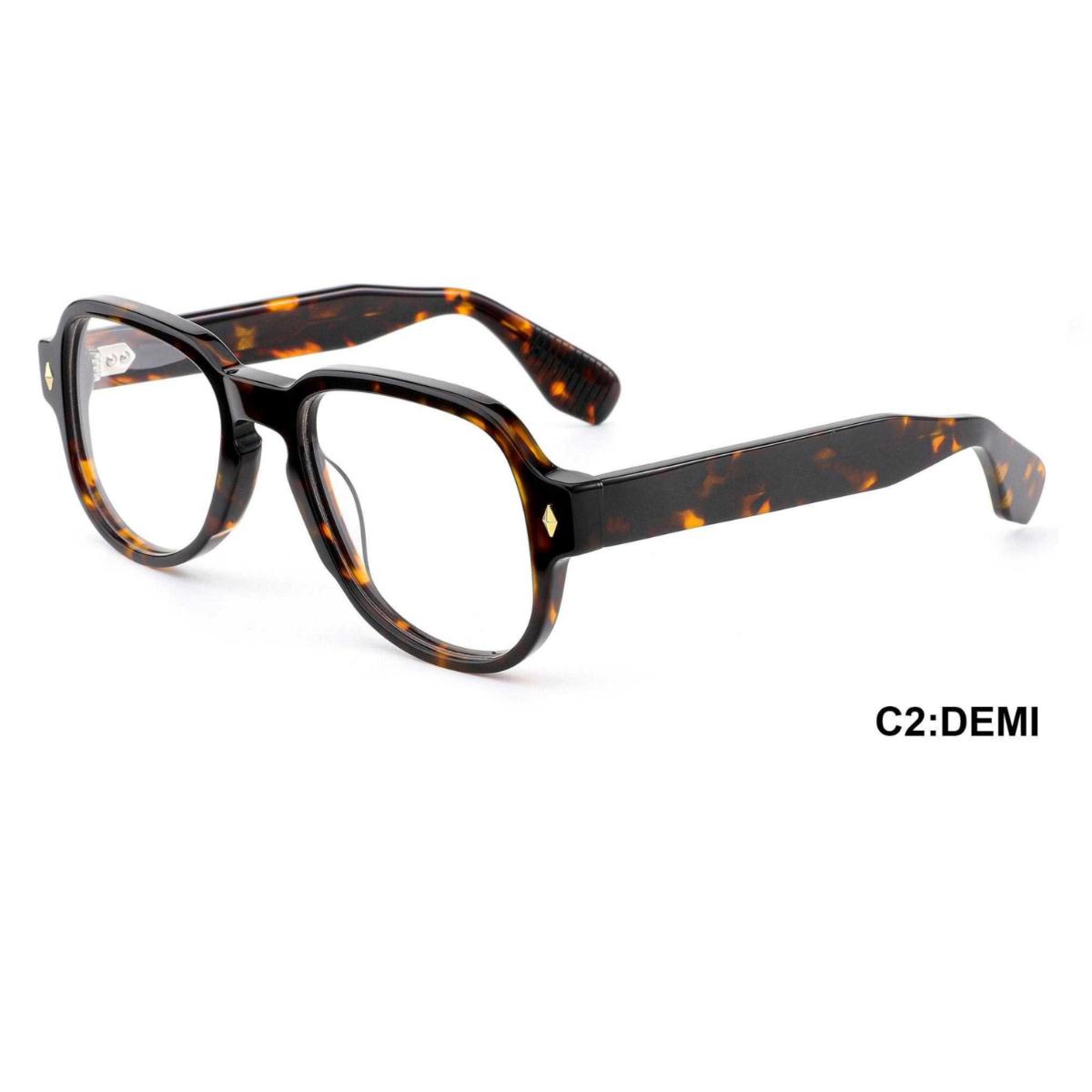 Side angle of ARTISAN Novare pantos frame in premium demi acetate, highlighting the polished multi-toned texture.