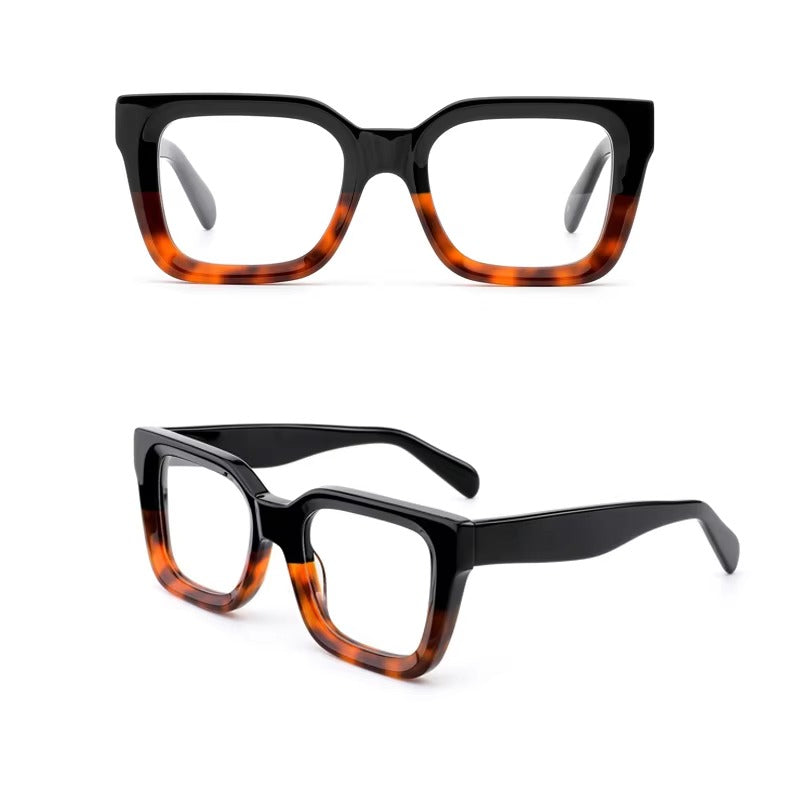 ARTISAN Bastille Black-Tortoise Fade oversized square acetate glasses, handcrafted, size 52-21-145.