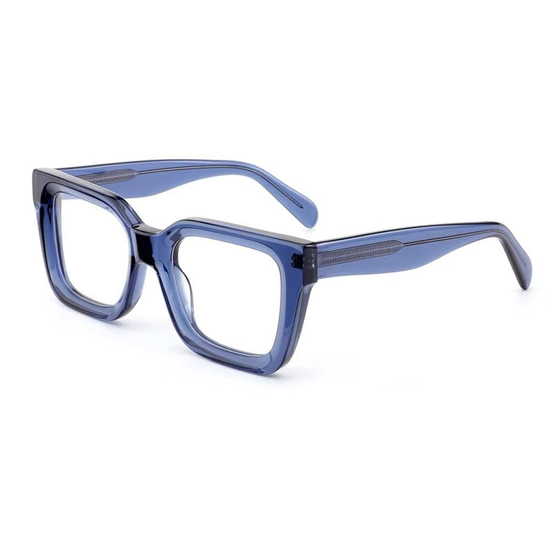 ARTISAN Bastille Midnight Blue Crystal oversized square handcrafted acetate glasses, size 52-21-145