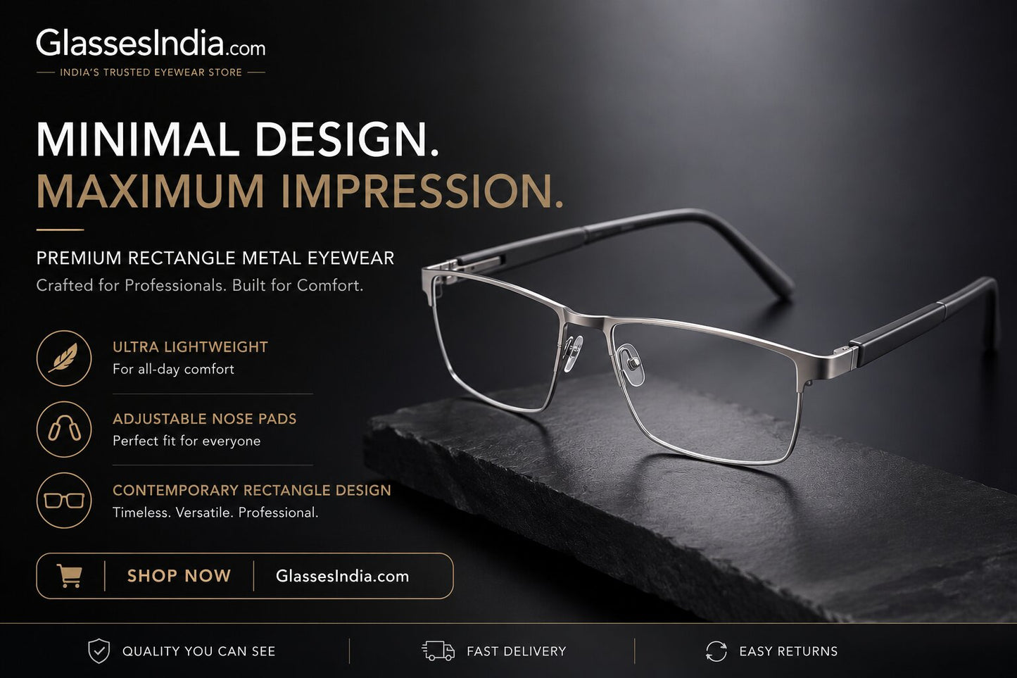 Premium Luxury Rectangle Grey Full Frame Glasses