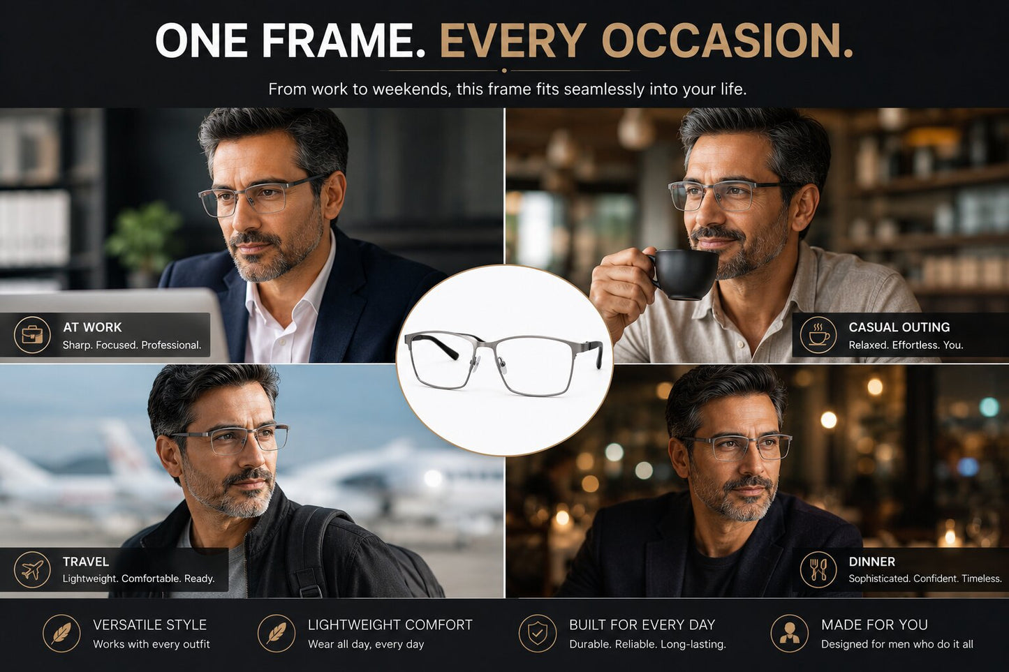 Premium Luxury Rectangle Grey Full Frame Glasses