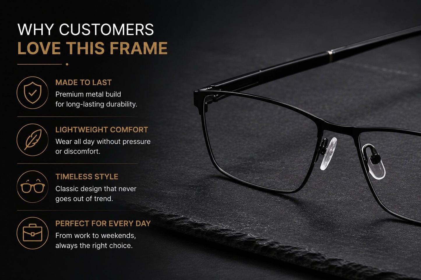 Premium Luxury Rectangle Black Full Frame Glasses