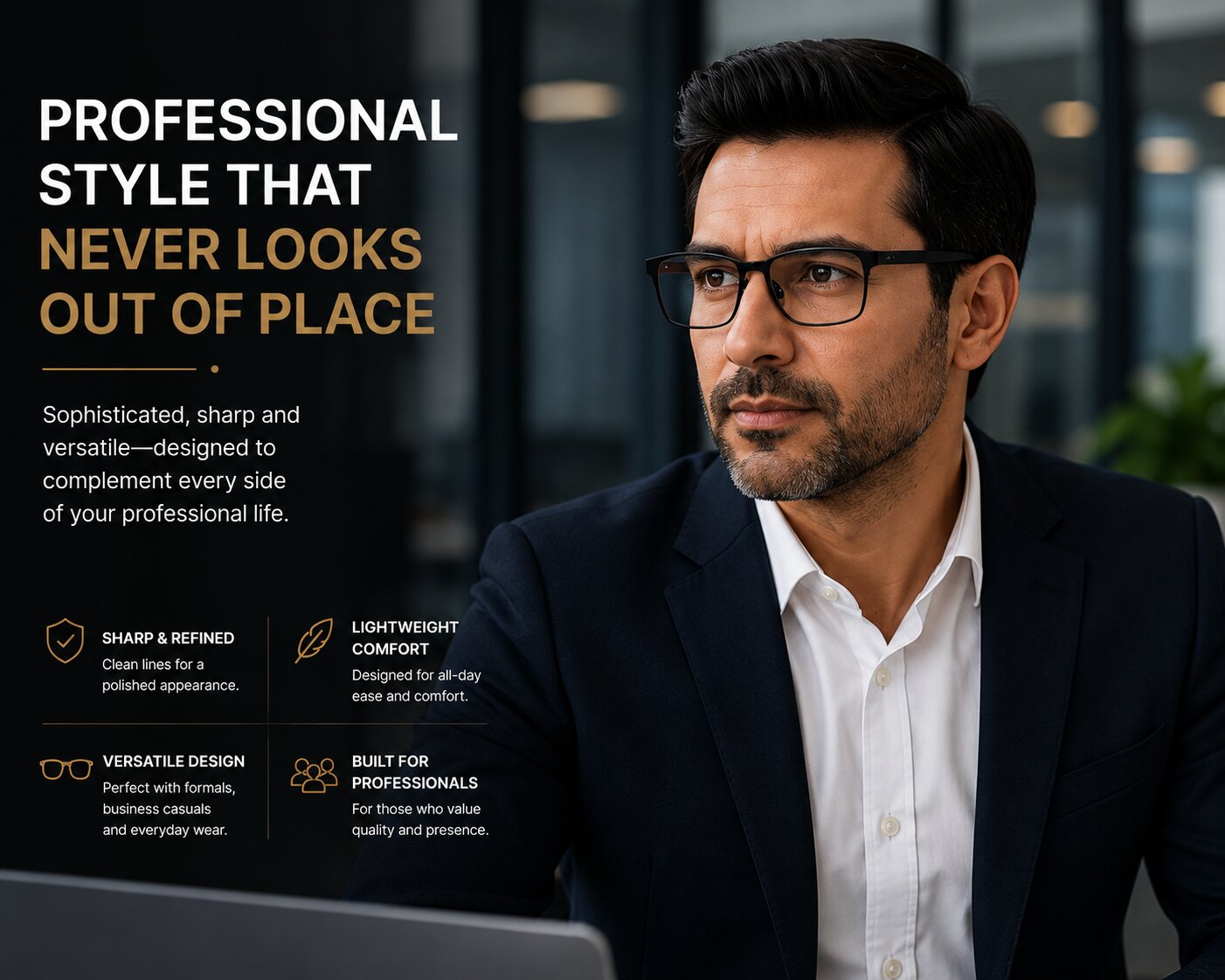 Premium Luxury Rectangle Black Full Frame Glasses