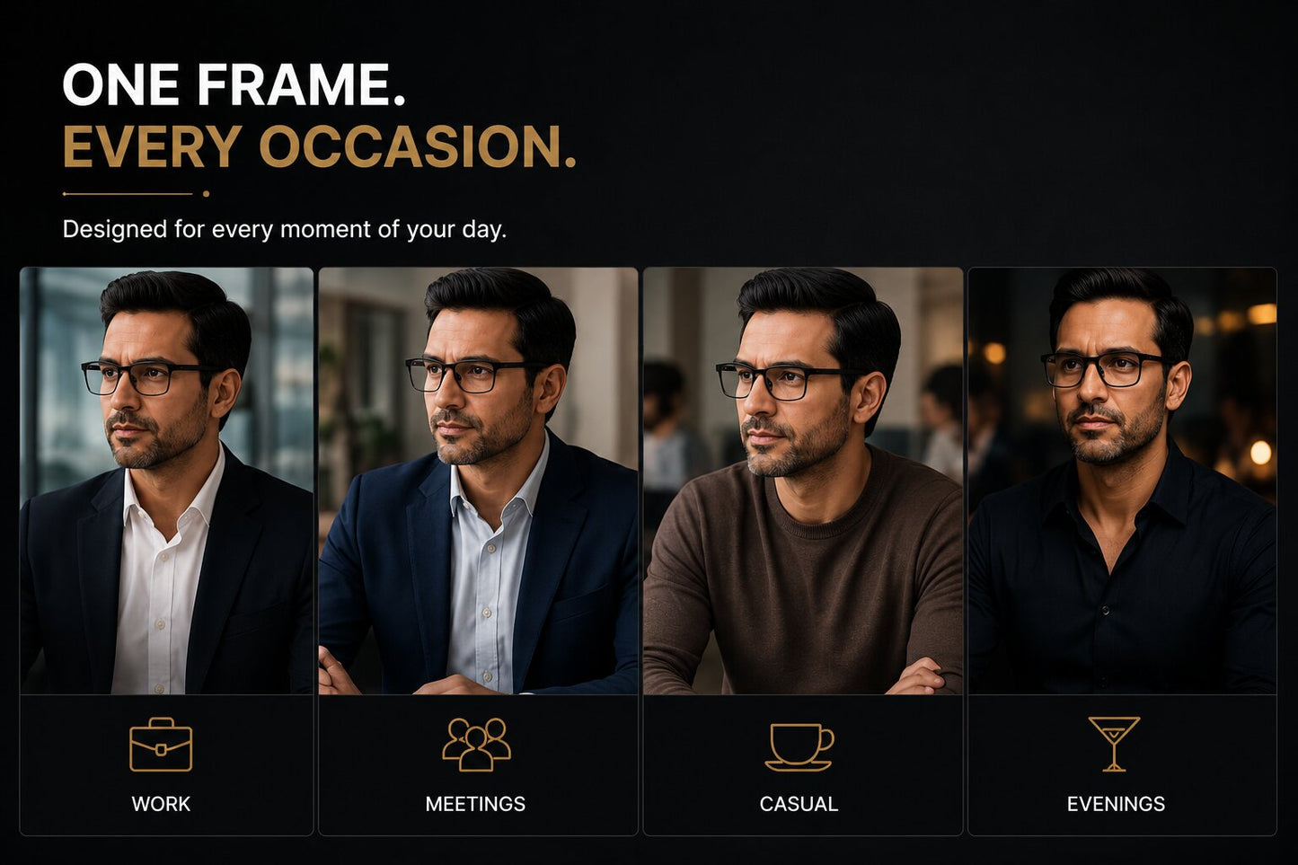 Premium Luxury Rectangle Black Full Frame Glasses