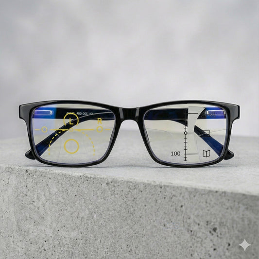 ARTView Black Rectangle Progressive Multifocal Glasses for Men Women AV104