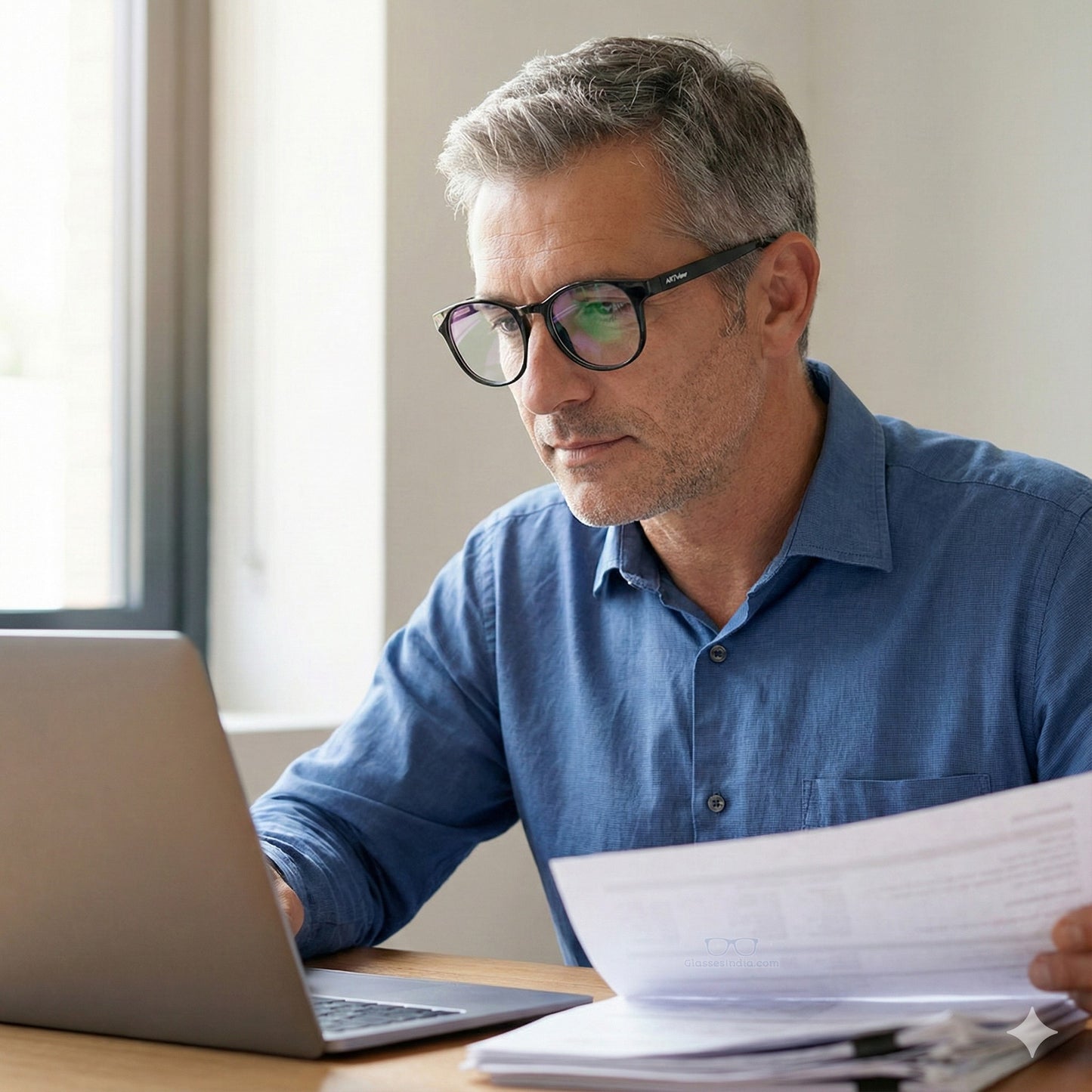 ARTView Black Round Progressive Multifocal Glasses for Men & Women – AV107