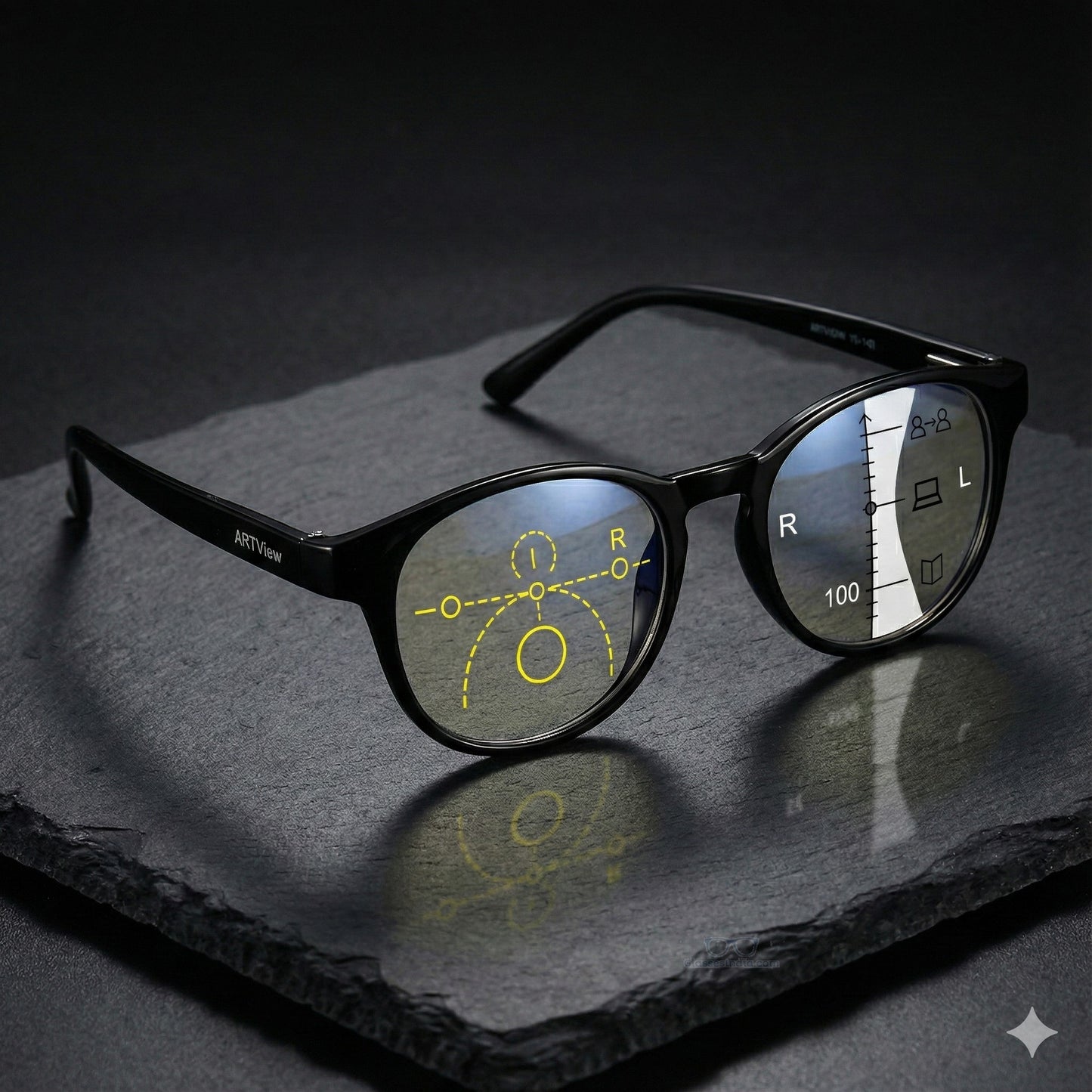 ARTView Black Round Progressive Multifocal Glasses for Men & Women – AV107