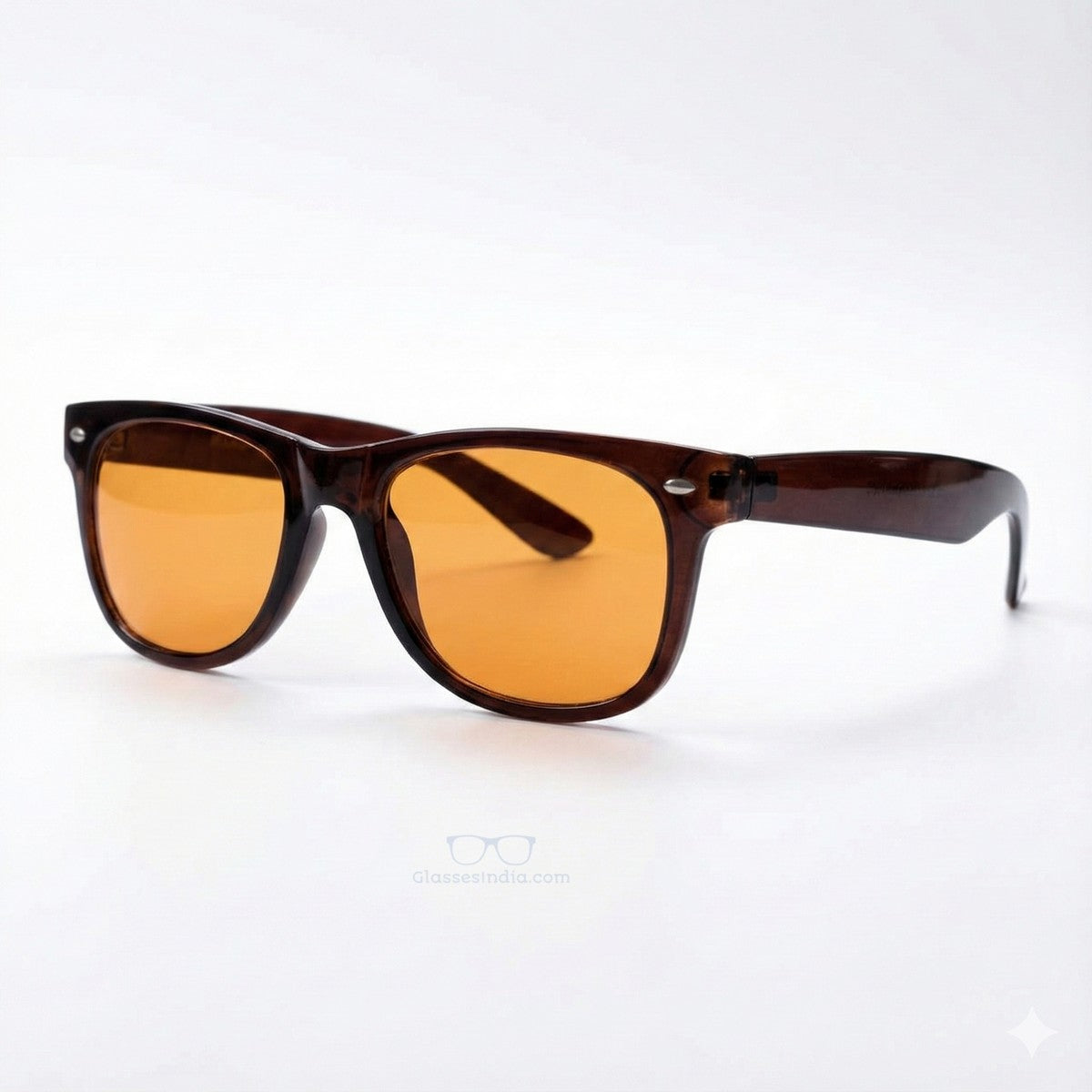 Amber Anti-Glare Night Driving Glasses – High Contrast Night Vision Eyewear Brown Frame