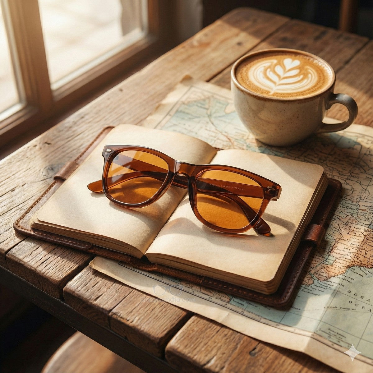 Amber Anti-Glare Night Driving Glasses – High Contrast Night Vision Eyewear Brown Frame