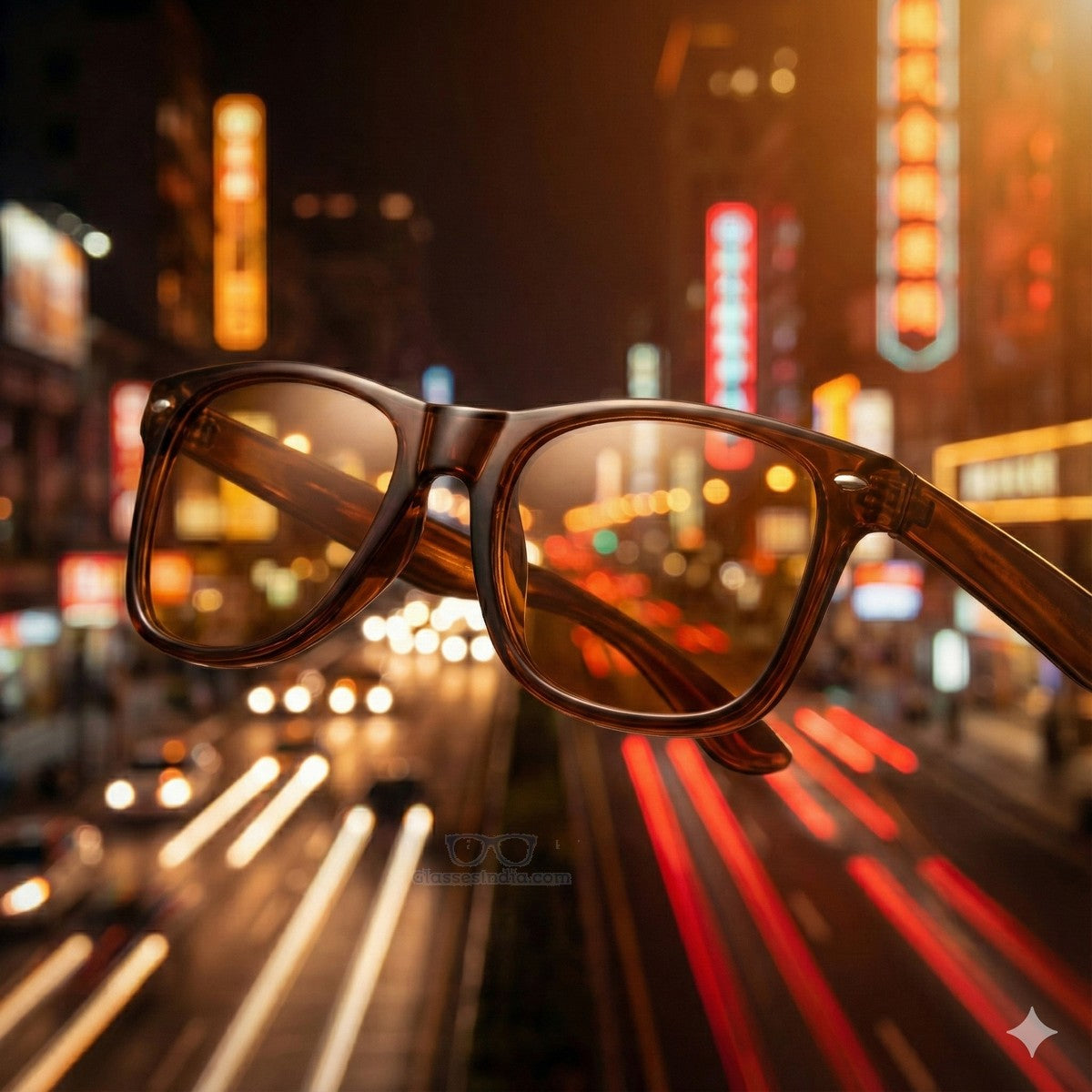 Amber Anti-Glare Night Driving Glasses – High Contrast Night Vision Eyewear Brown Frame