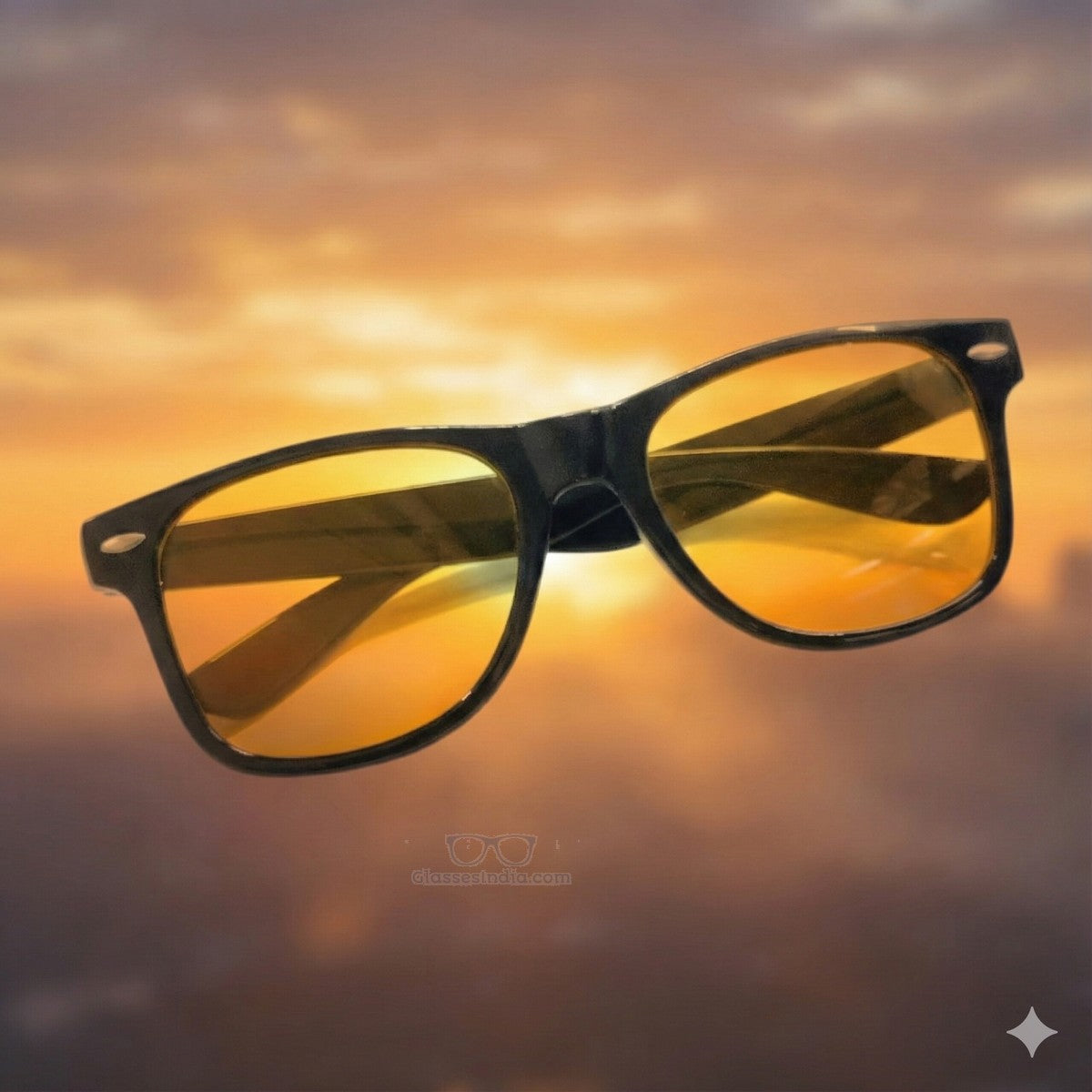 Amber Anti-Glare Night Driving Glasses – High Contrast Night Vision Eyewear Brown Frame