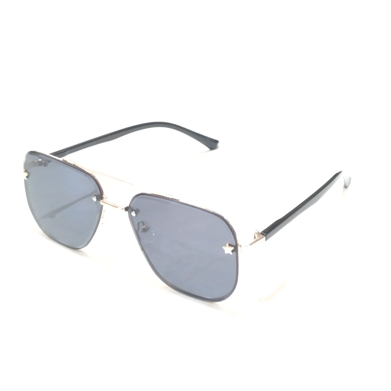 Stylish Designer Black Gold Square Pilot Sunglasses for Men Women