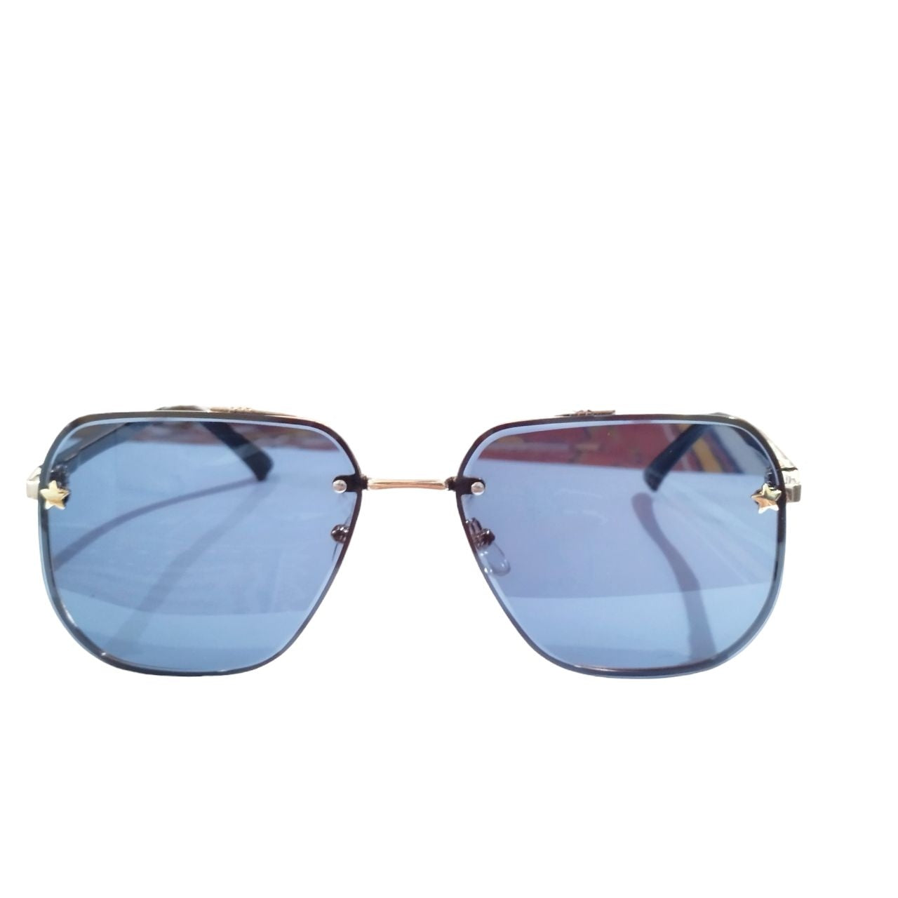 Stylish Designer Black Gold Square Pilot Sunglasses for Men Women