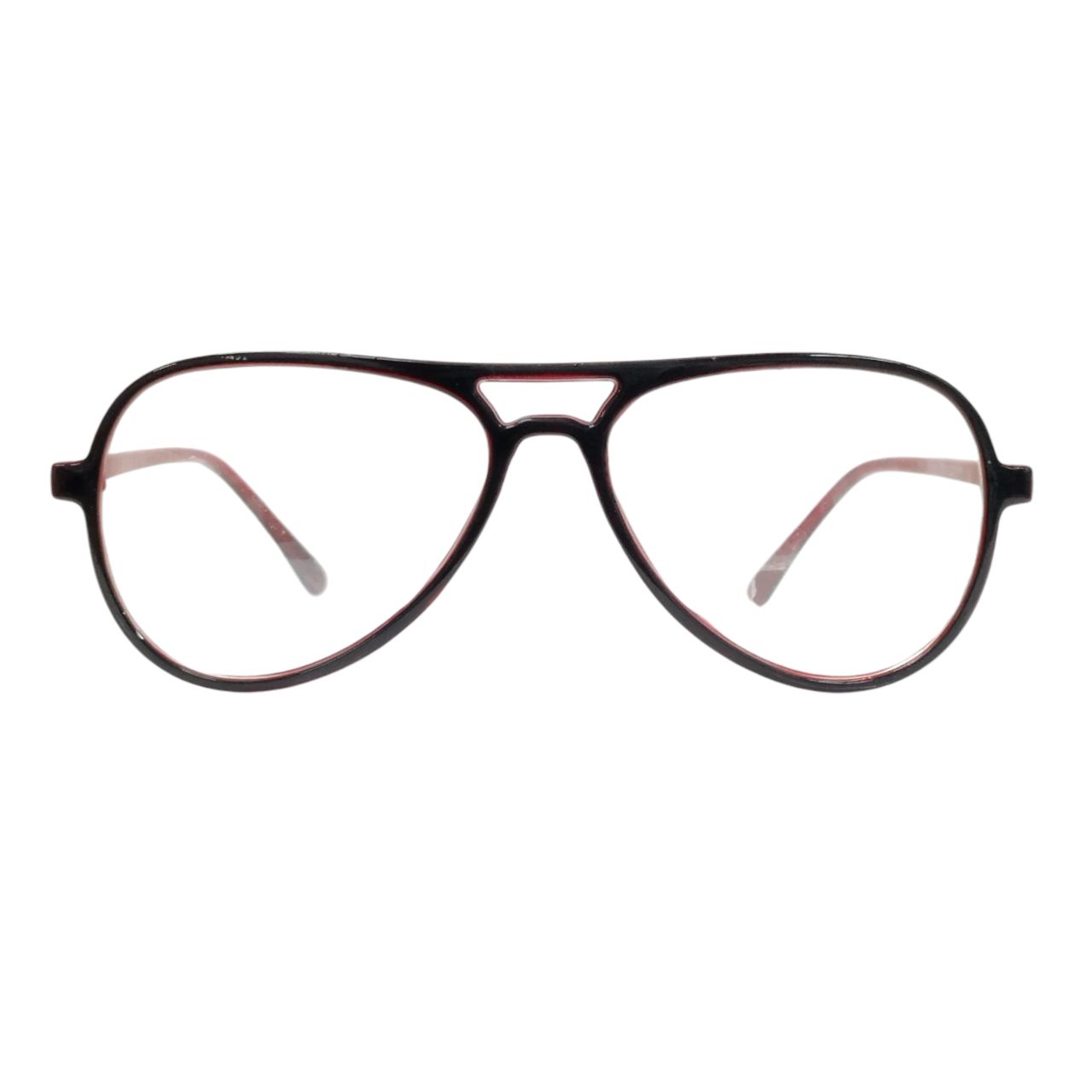 Black Red Pilot Style Full-Rim Eyeglasses – Stylish, Lightweight & Prescription Ready Front