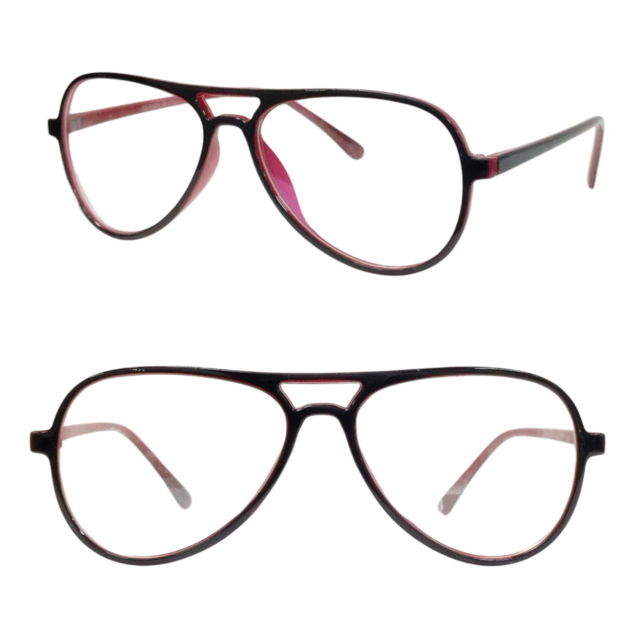 Black Red Pilot Style Full-Rim Eyeglasses – Stylish, Lightweight & Prescription Ready