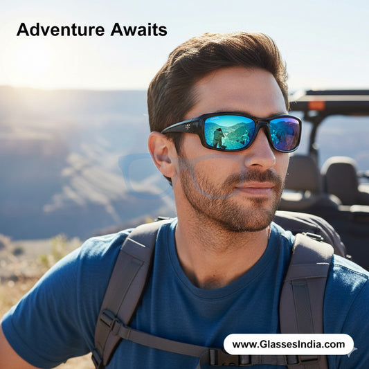 EYESafety Black Frame Blue Mirrored Polarized Sunglasses