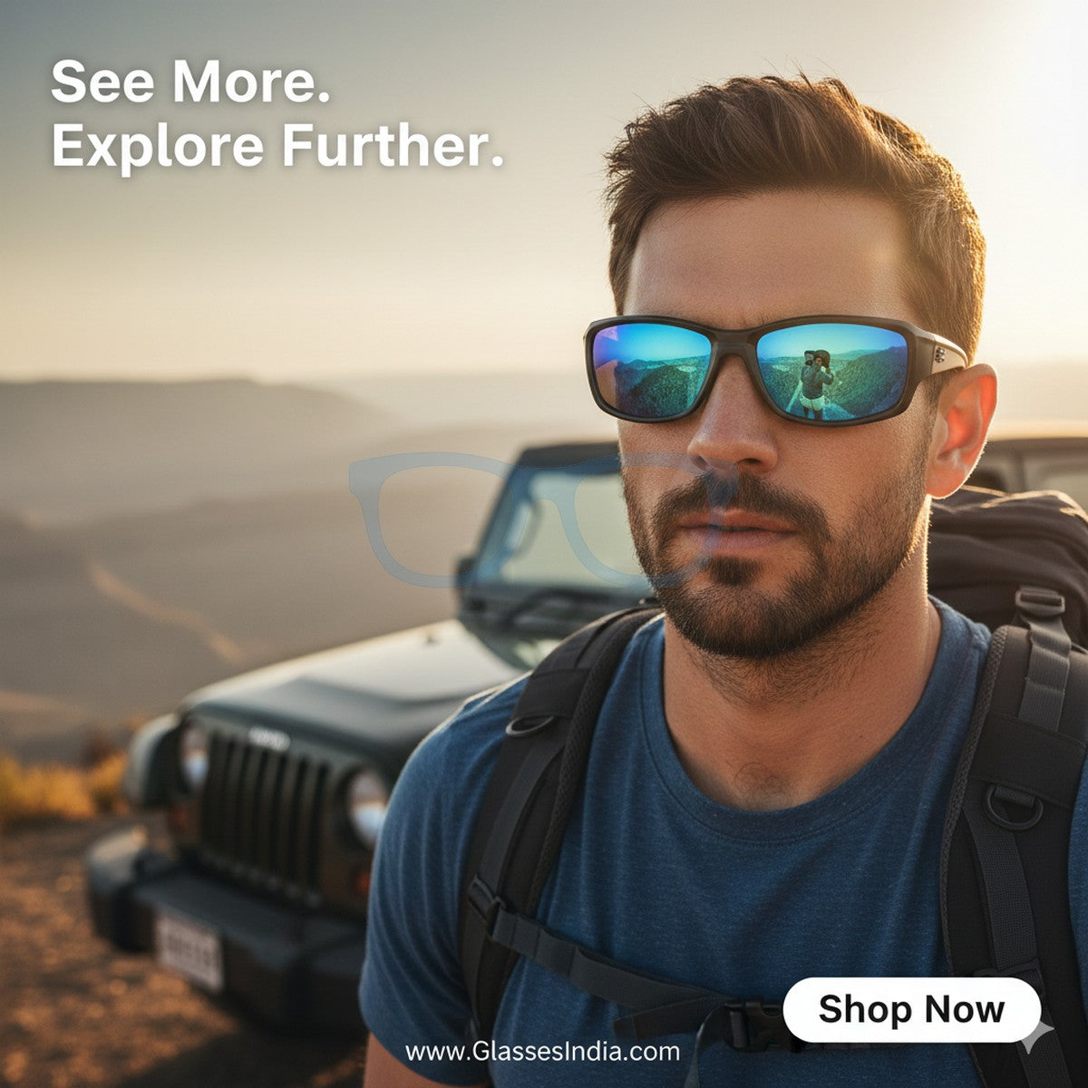 EYESafety Black Frame Blue Mirrored Polarized Sunglasses