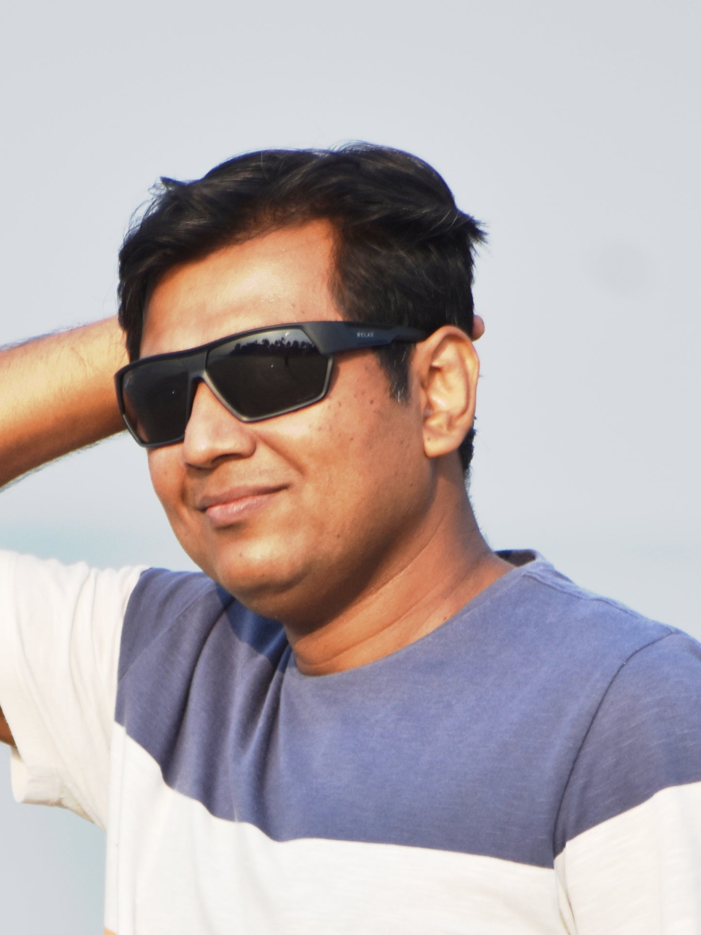 Model Wearing Black Sports Sunglasses