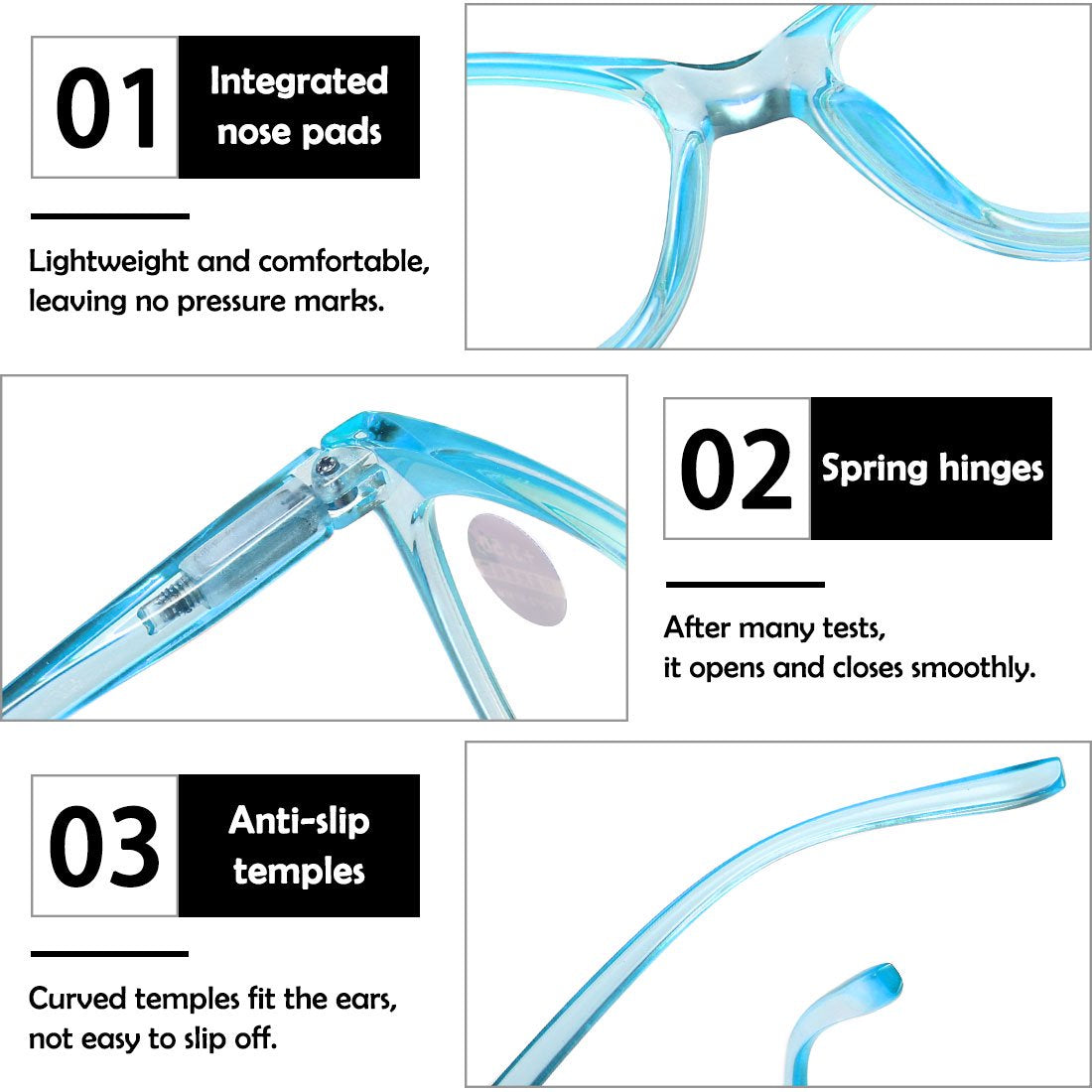 ARTView Blue Designer Full Frame Cat Eye Progressive Glasses for Women with Blue Light Filter