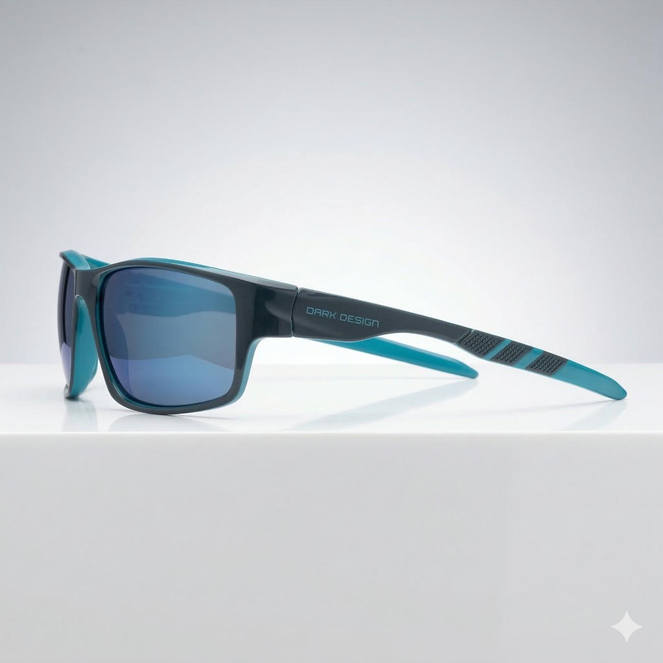 EYESafety Dark Design Series Blue Mirror Wraparound Polarized Sport Sunglasses