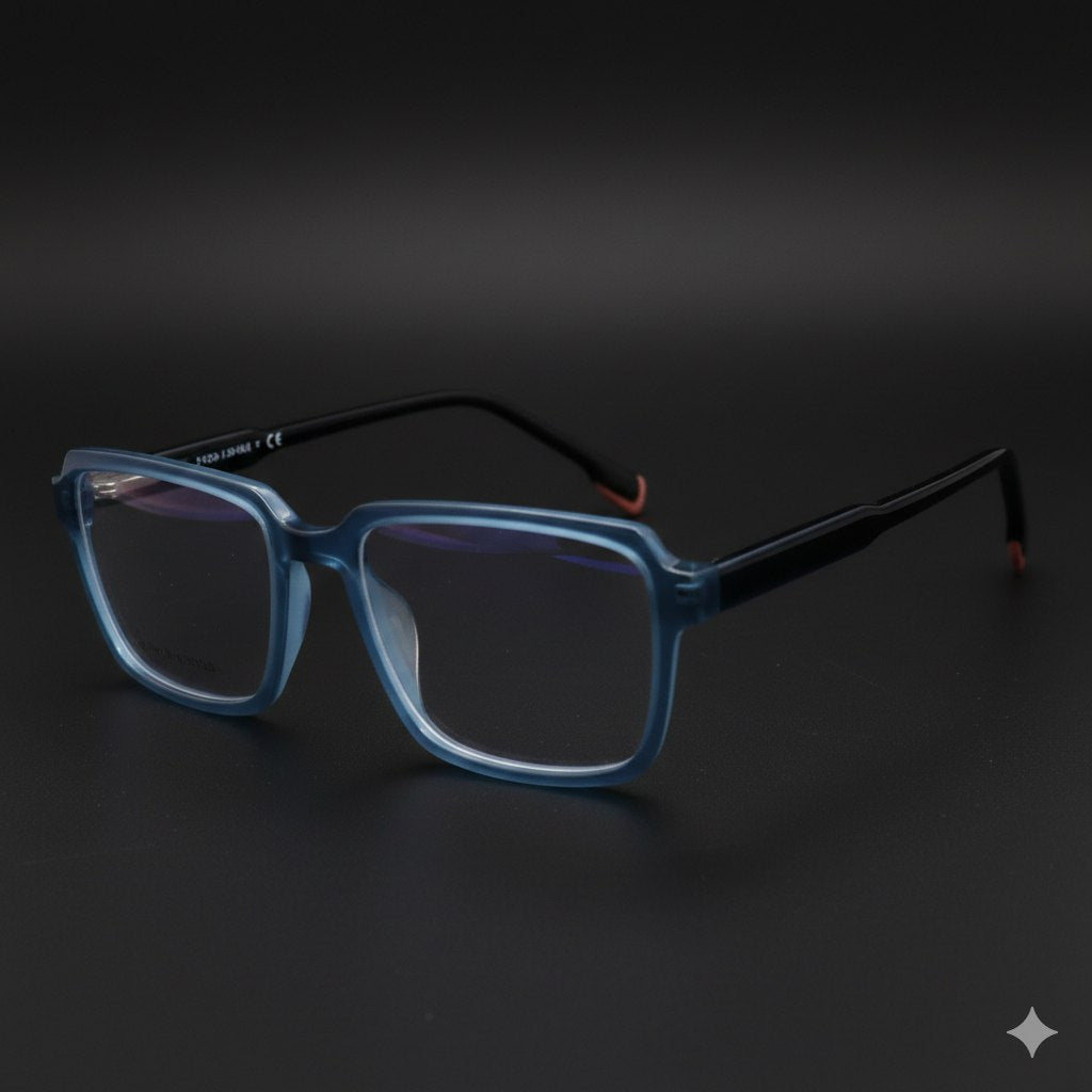 ARTView Transparent Blue Rectangle Full Frame Spectacle Frame for Men & Women (Size 52-18-146)