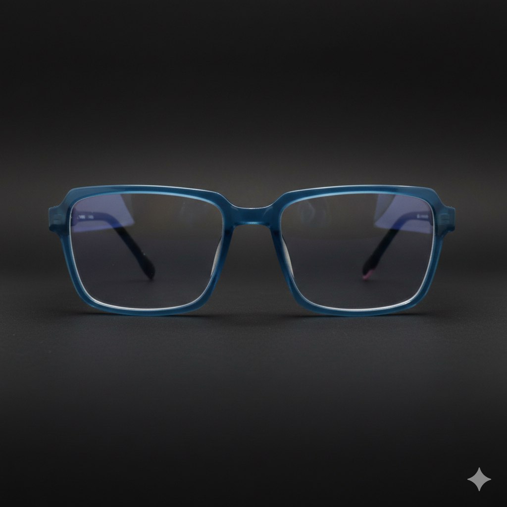 ARTView Transparent Blue Rectangle Full Frame Spectacle Frame for Men & Women (Size 52-18-146)