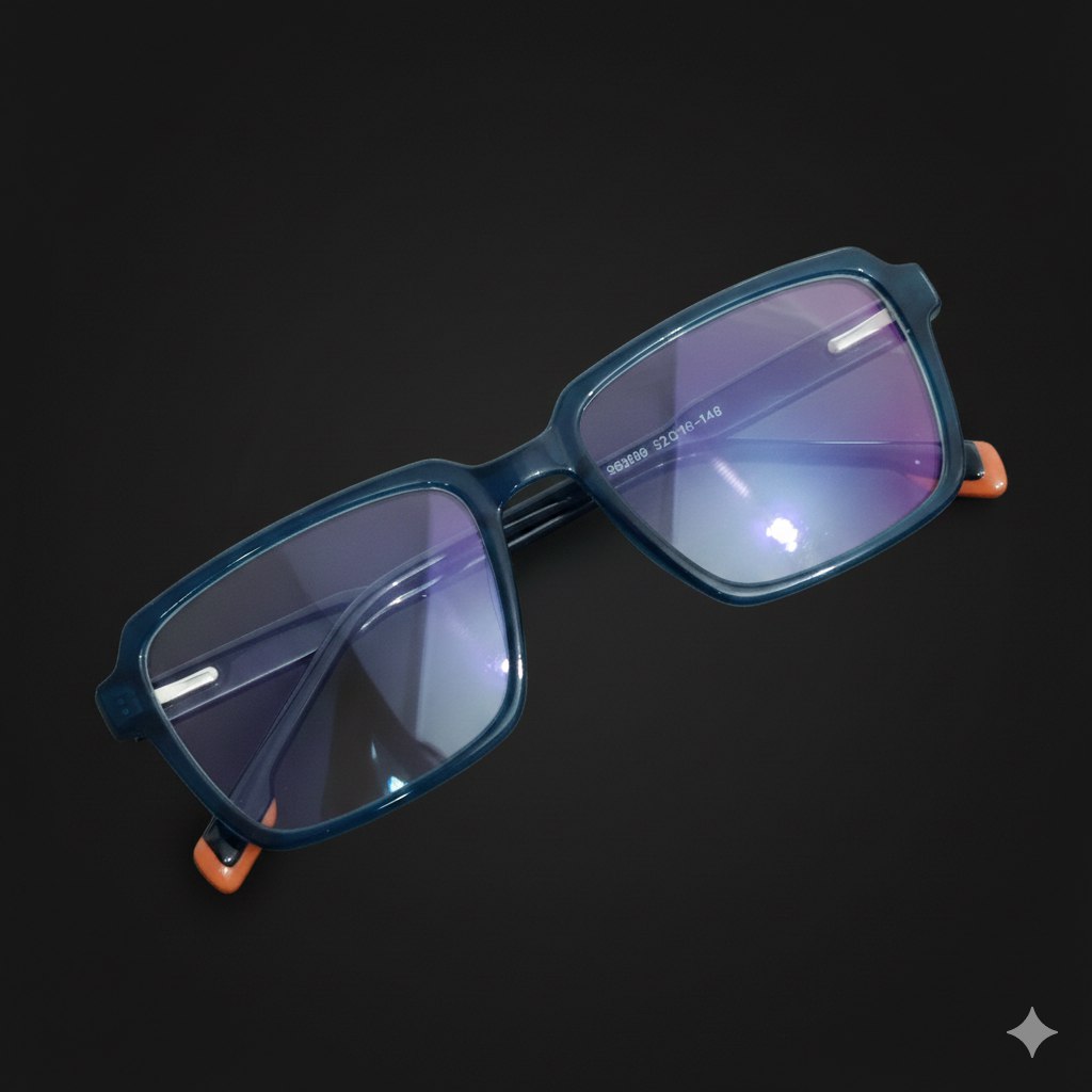 ARTView Transparent Blue Rectangle Full Frame Spectacle Frame for Men & Women (Size 52-18-146)