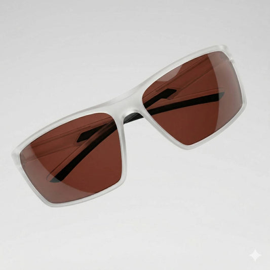 Matt White Performance Wraparound Sunglasses – Brown Contrast Lens for Driving, Cycling & Outdoor Use
