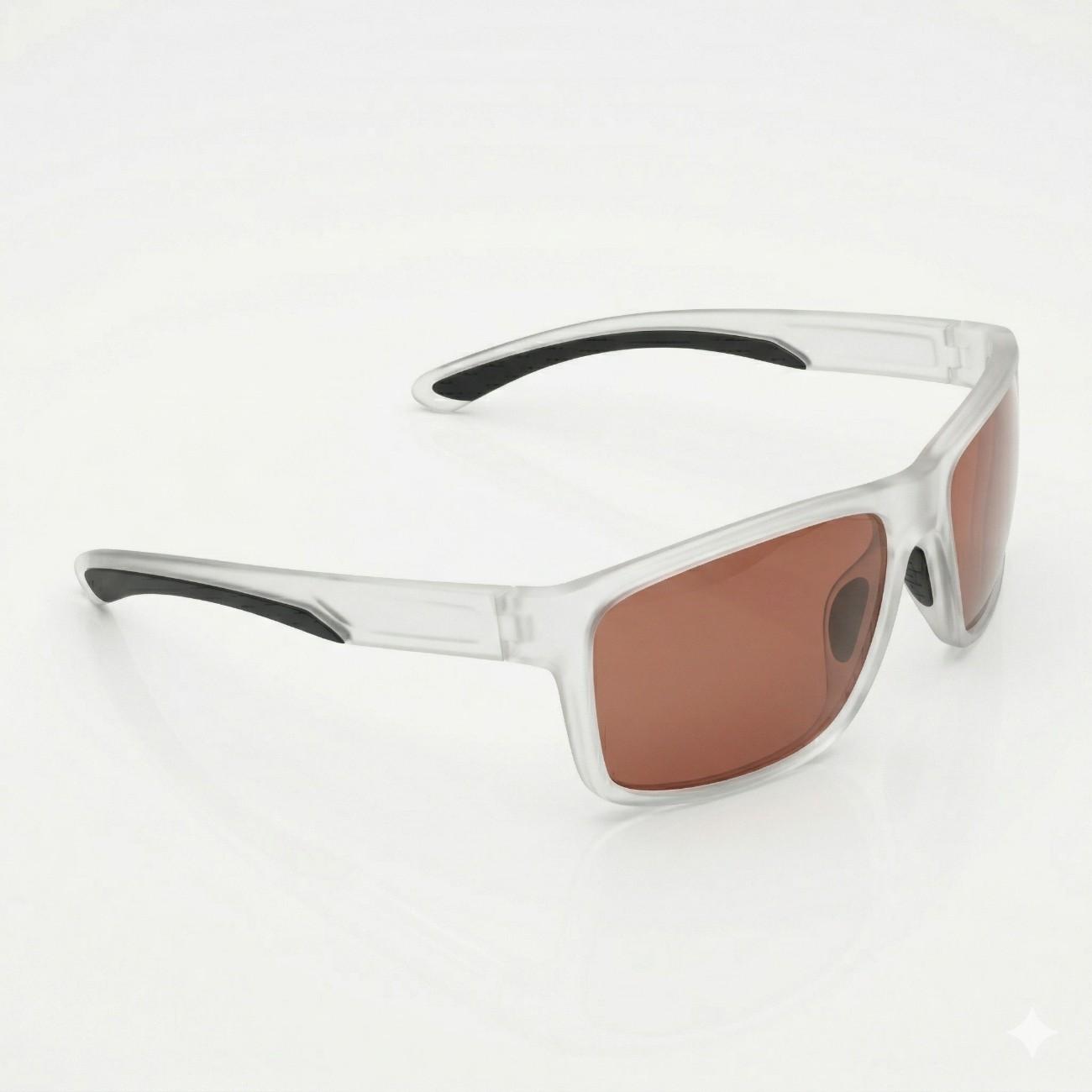 Matt White Performance Wraparound Sunglasses – Brown Contrast Lens for Driving, Cycling & Outdoor Use
