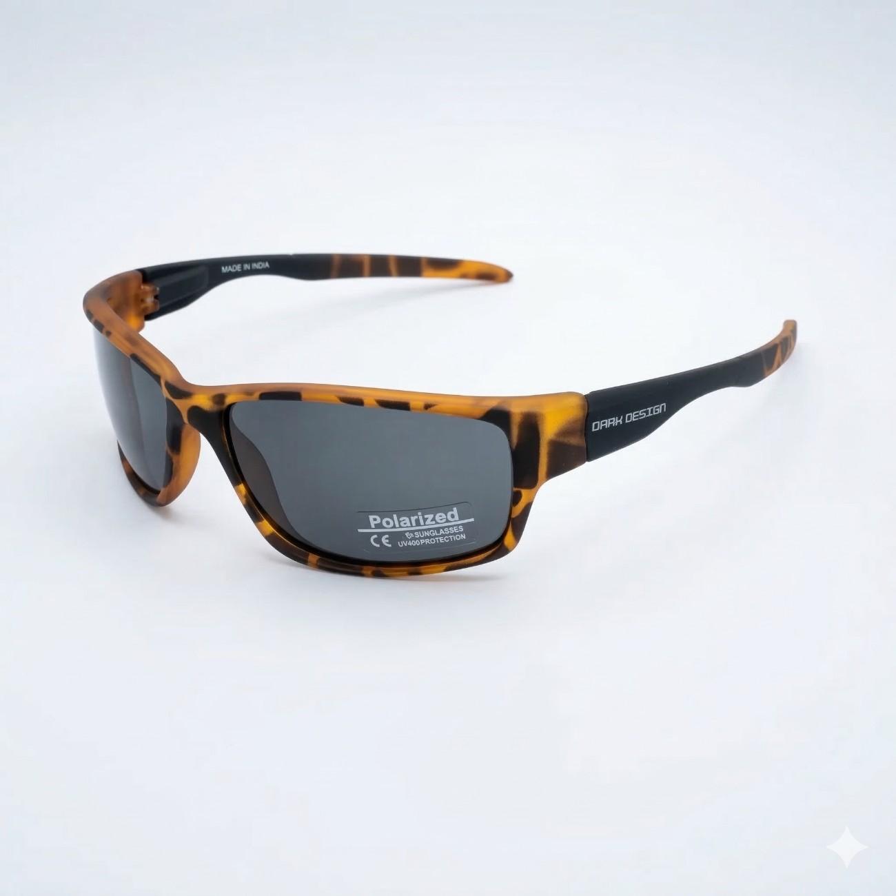 EYESafety Dark Design Series Polarized Wrap-Around Sunglasses - Matte Tortoise & Black (62-17-125)