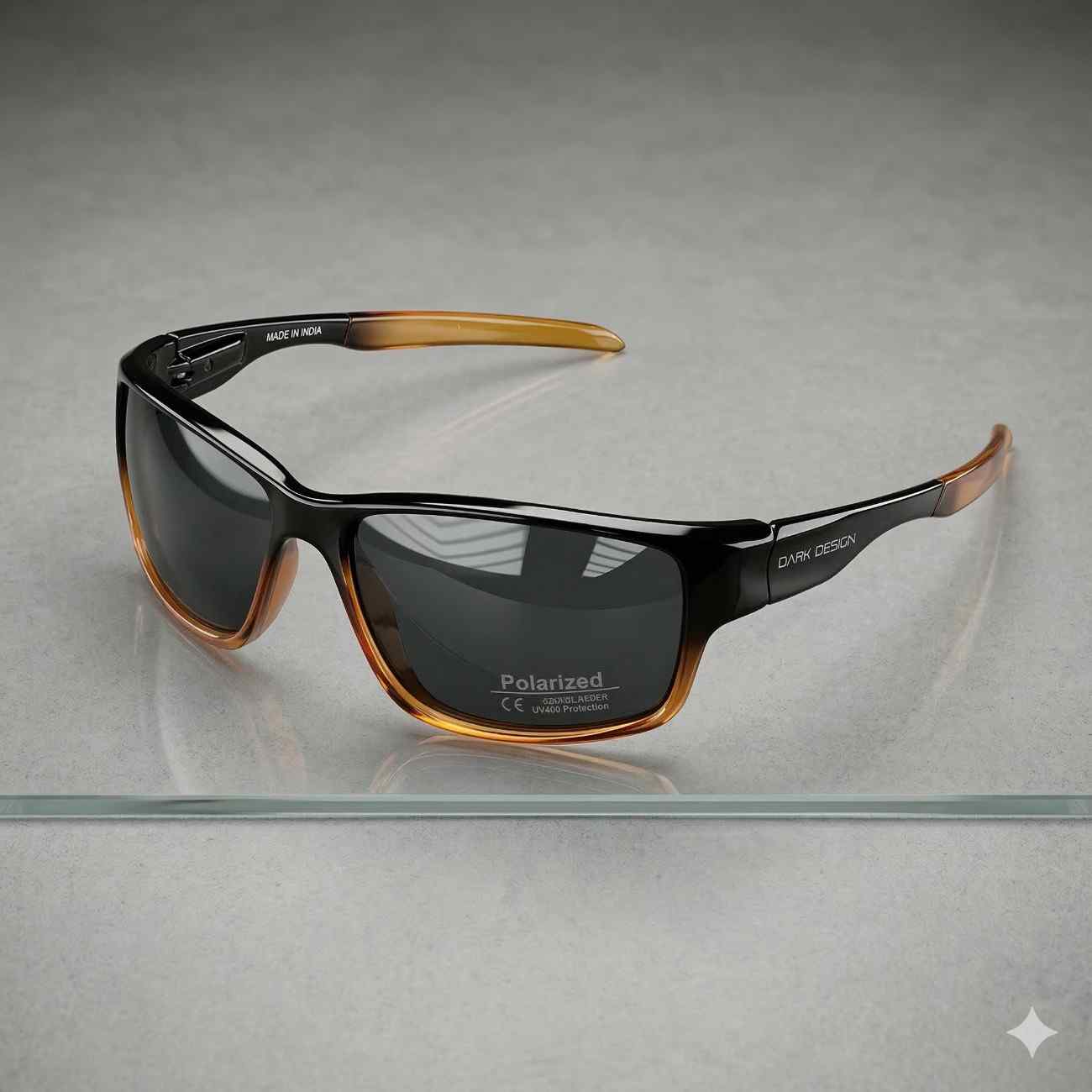 EYESafety Dark Design Series Brown Wraparound Polarized Sport Sunglasses
