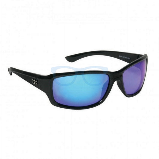 EYESafety Black Frame Blue Mirrored Polarized Sunglasses