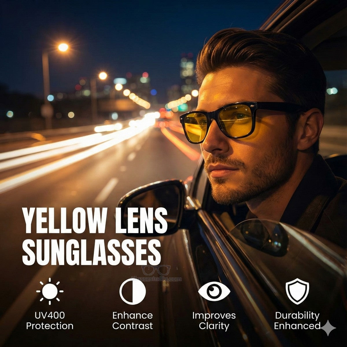 Yellow Lens Night Driving Glasses – High-Contrast Vision for Safer Night Driving Black Frame