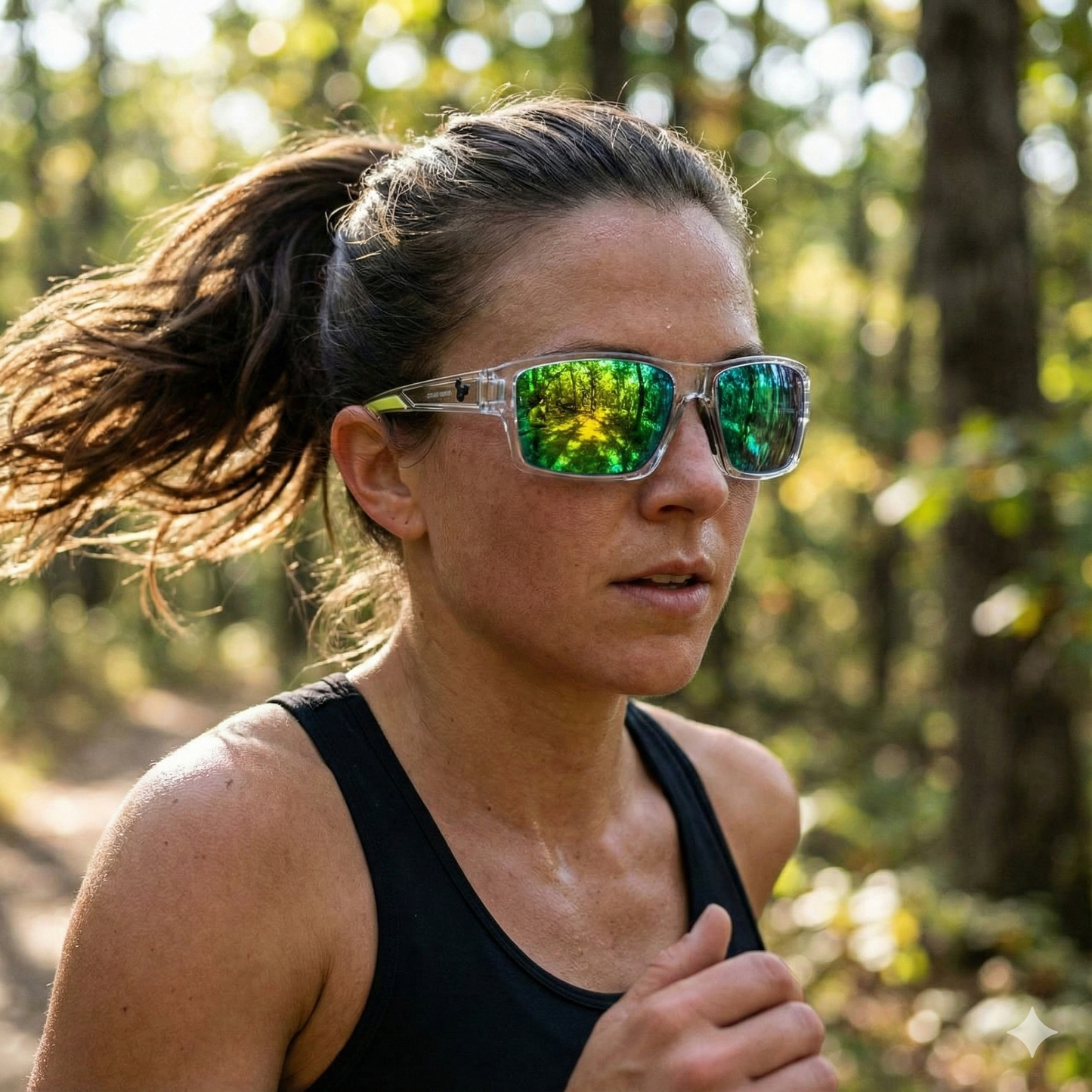 Clear Frame Green Mirror Polarized Sports Cricket Sunglasses