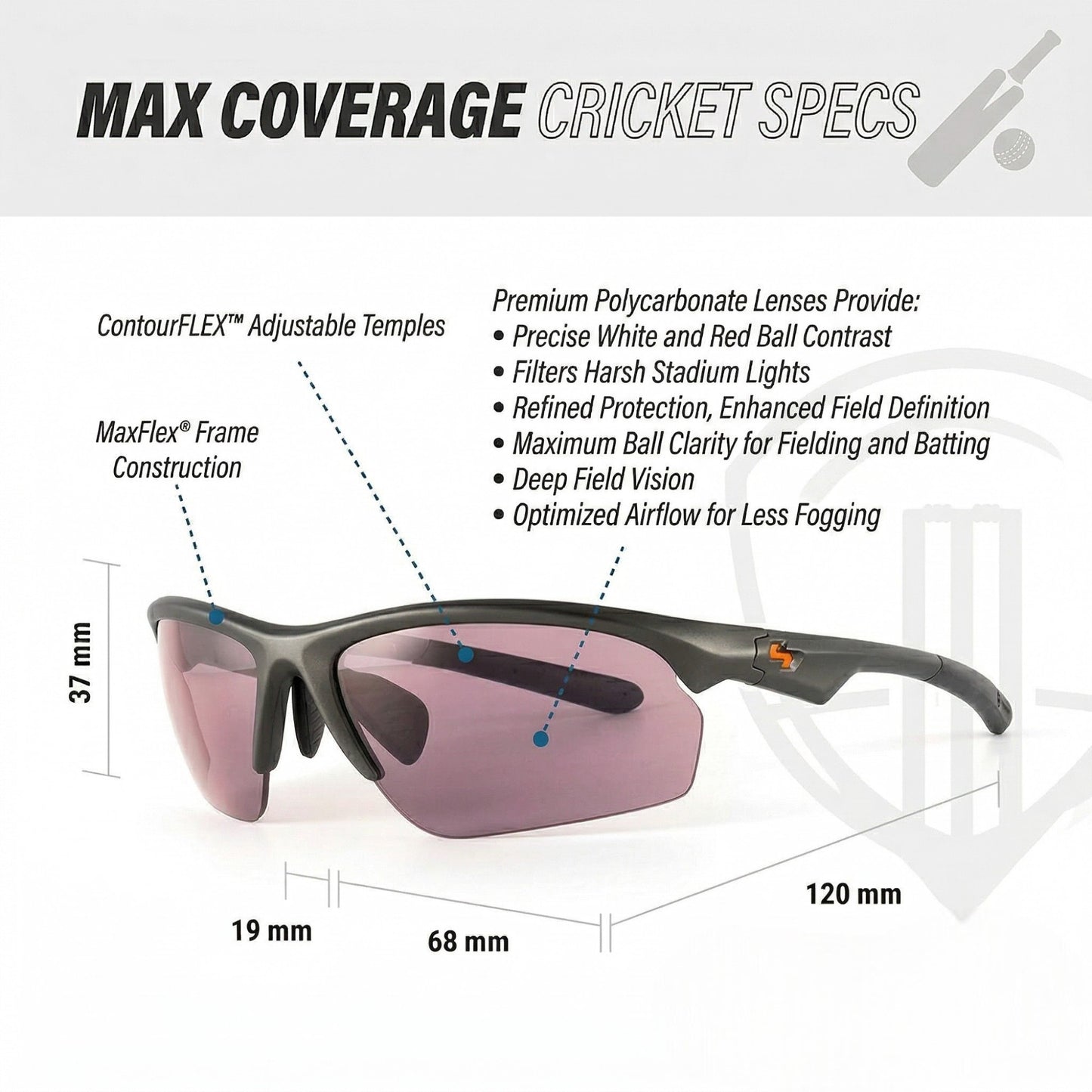 High Performance Cricket & Golf Sunglasses – Extended Melanin Lens for Ultimate Ball Tracking