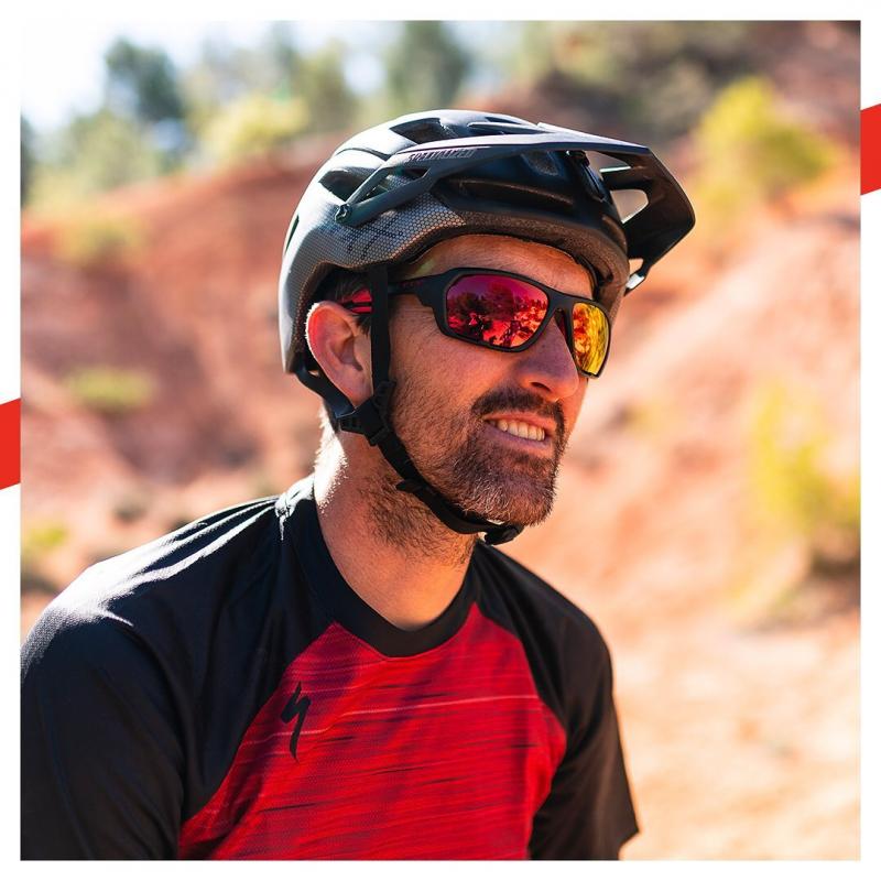 MATT BLACK RED Wraparound Sports Cycling Sunglasses