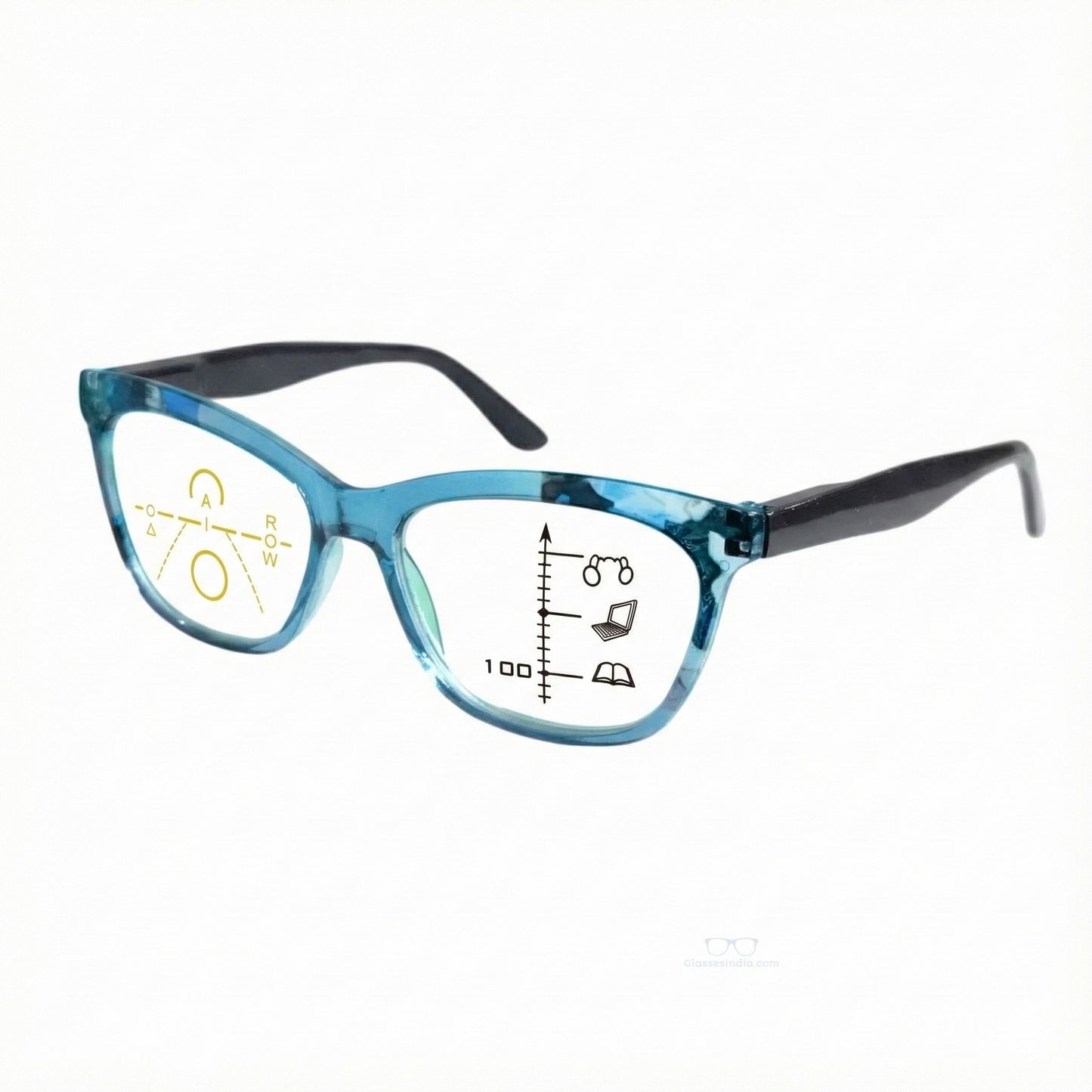 ARTView Blue Soft Rectangle Progressive Glasses for Women