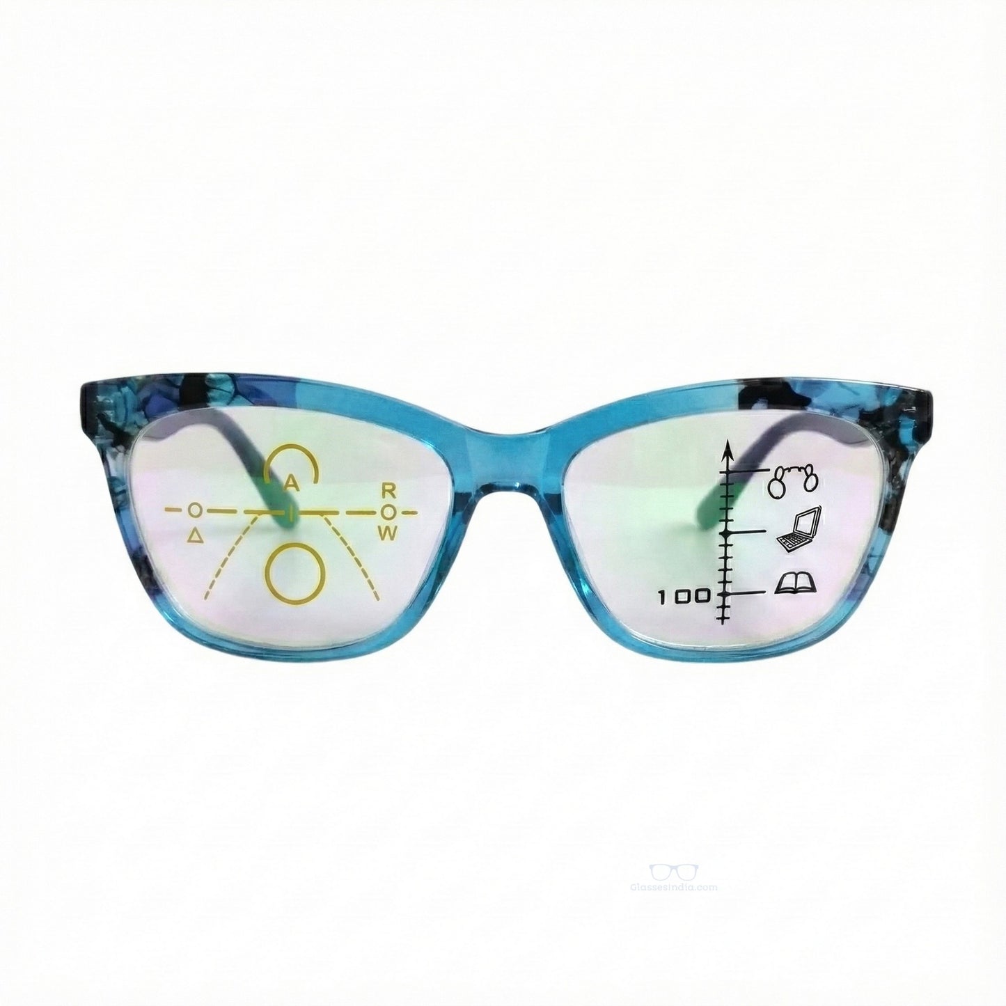 ARTView Blue Soft Rectangle Progressive Glasses for Women