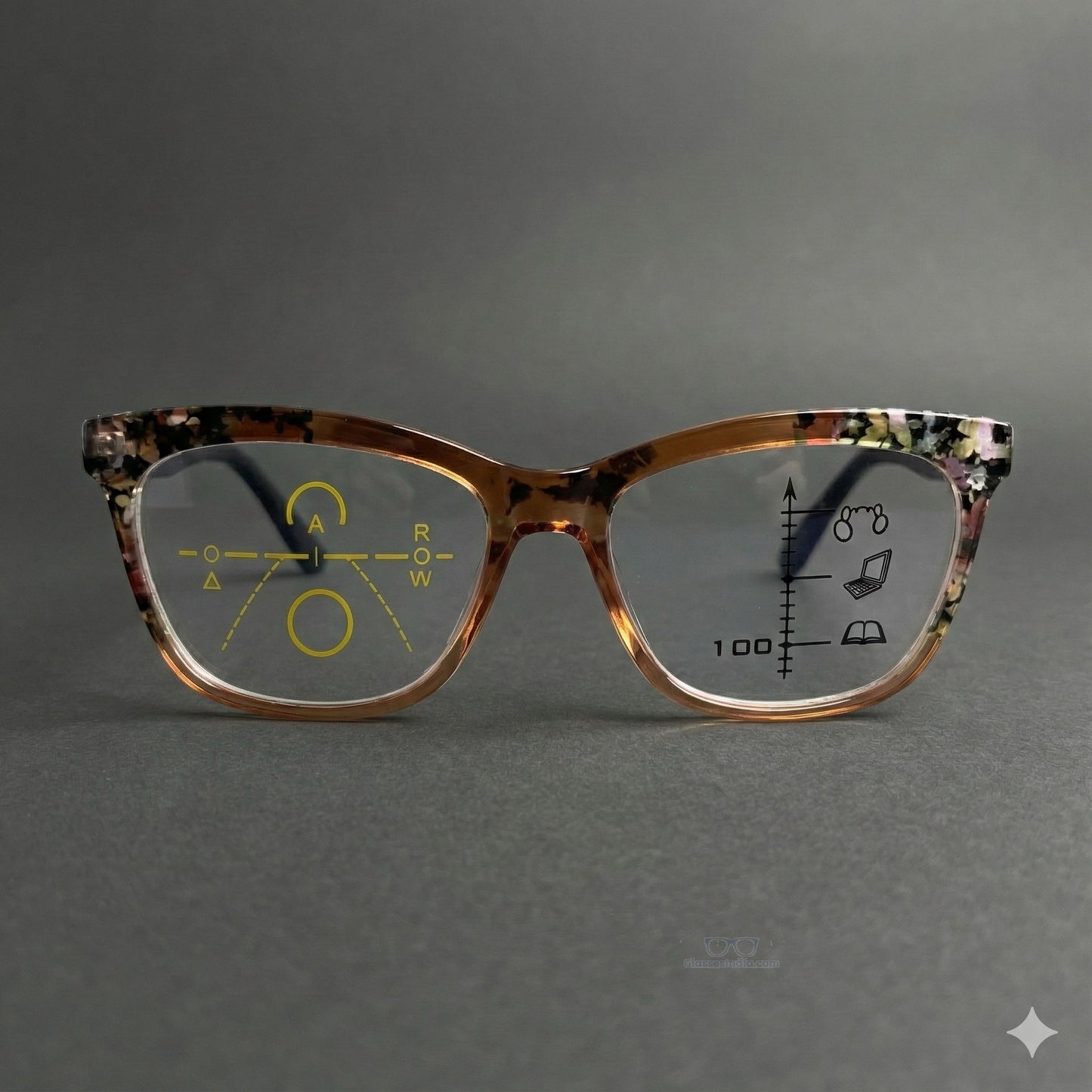 ARTView Brown Soft Rectangle Progressive Glasses for Women