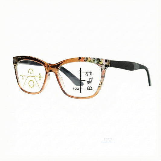 ARTView Brown Soft Rectangle Progressive Glasses for Women