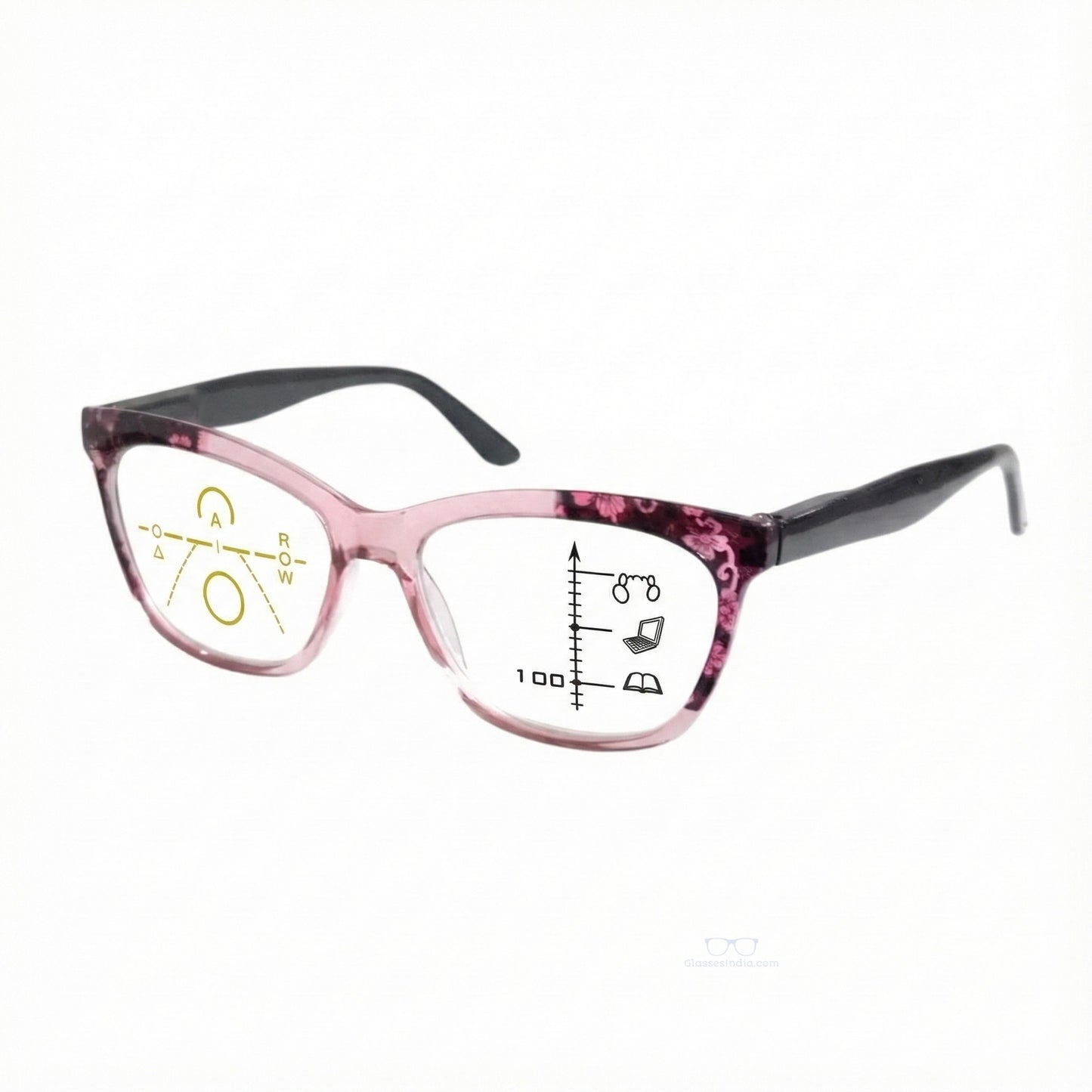 ARTView Pink Soft Rectangle Progressive Glasses for Women