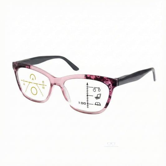 ARTView Pink Soft Rectangle Progressive Glasses for Women