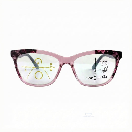 ARTView Pink Soft Rectangle Progressive Glasses for Women