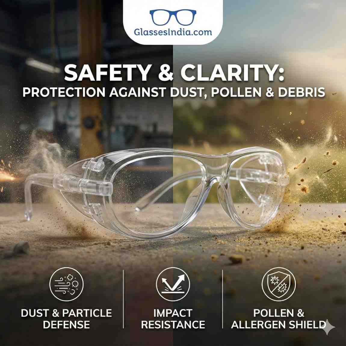 EYESafety Industrial Eye Protection Safety Glasses ES110 – Full Coverage Side Shield Frame
