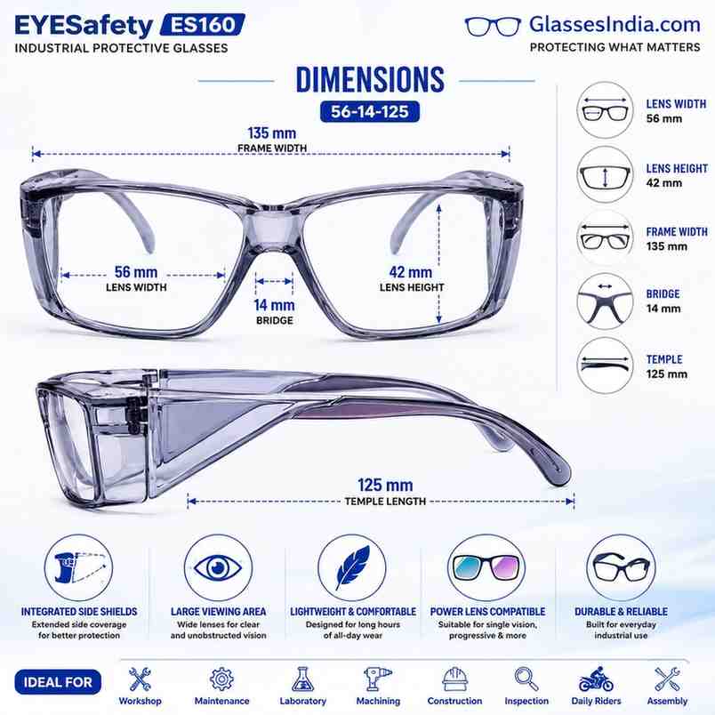 EYESafety ES160 Industrial Protective Glasses with Side Shields