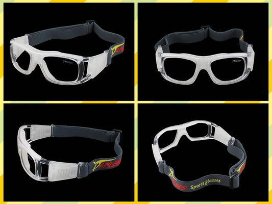 White Clear Football Soccer Sports Glasses with Power For Adults