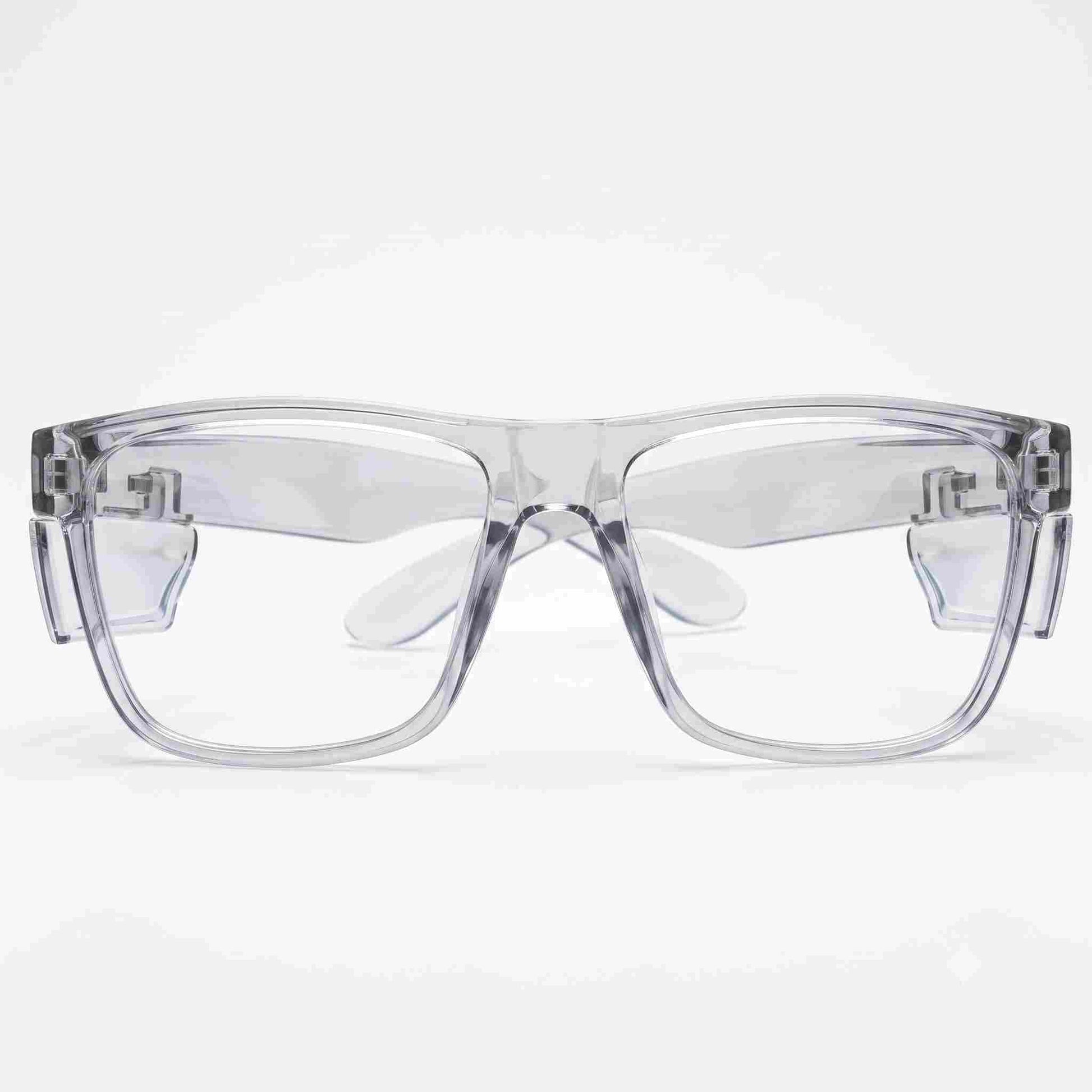 Front view EYESafety ES017 grey transparent safety glasses