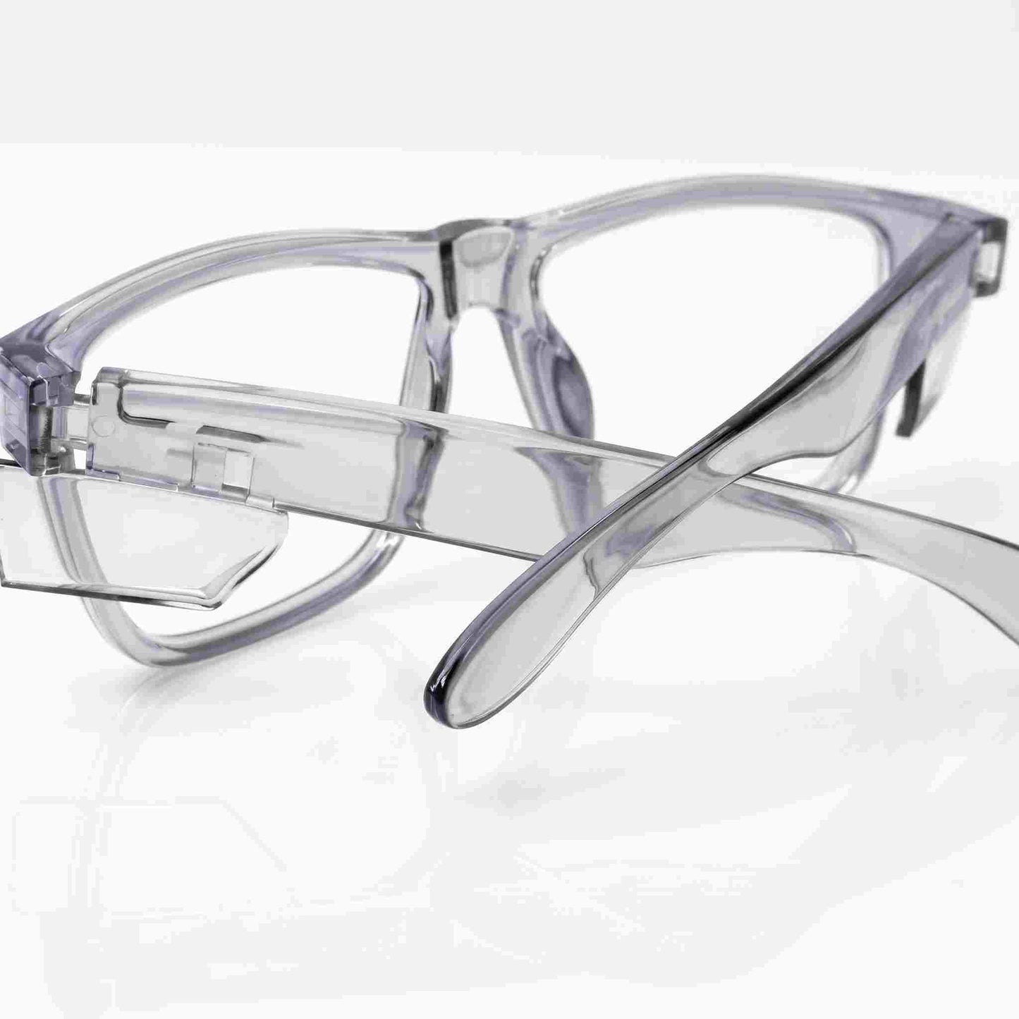 EYESafety ES017 grey transparent safety glasses side shield detail