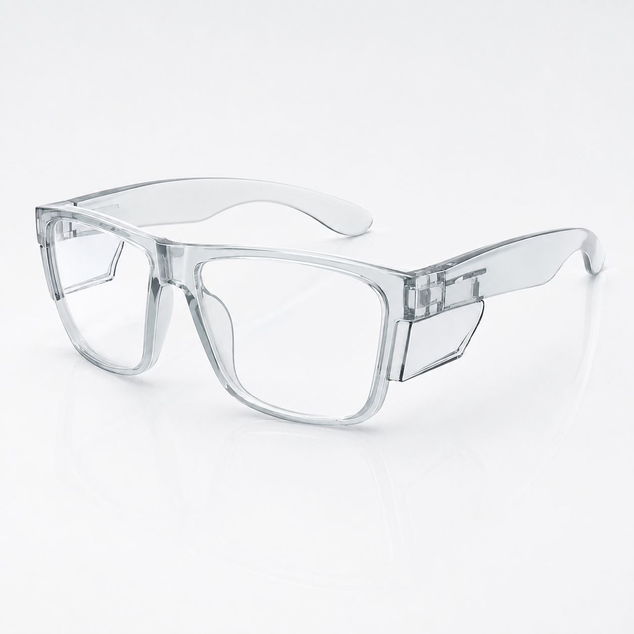 EYESafety ES017 grey transparent safety glasses with integrated side shields